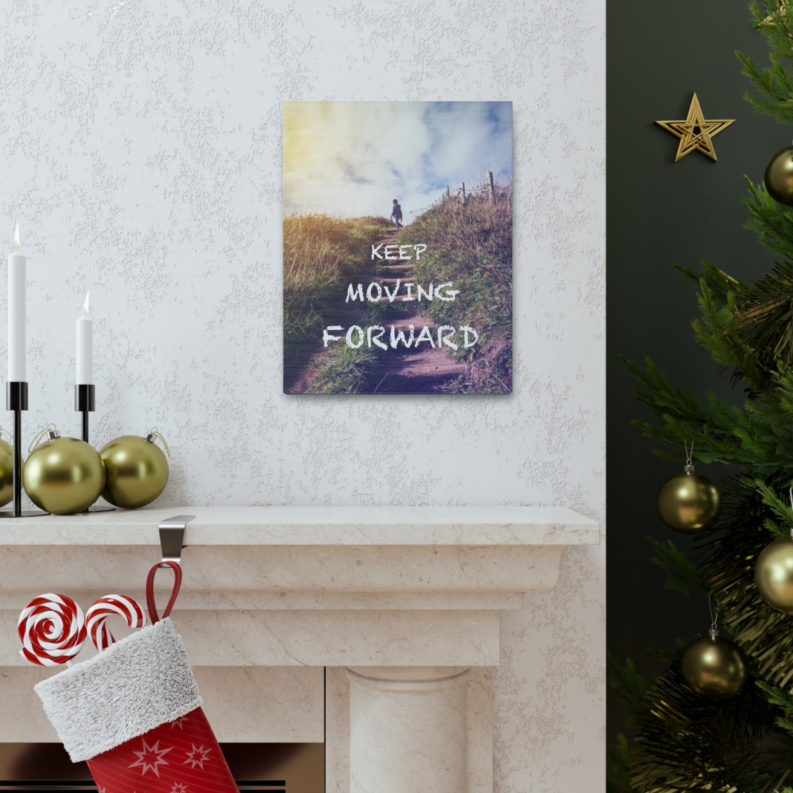 Inspirational Quote Canvas Keep Moving Forward Motivational Print Ready to Hang Artwork-Express Your Love Gifts