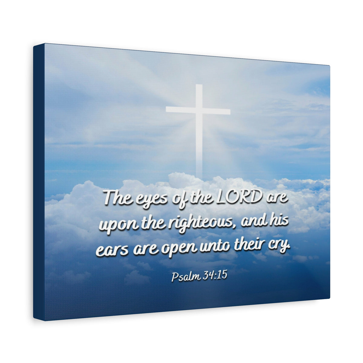 Scripture Canvas The Righteous Psalm 34:15 Christian Wall Art Bible Verse Print Ready to Hang-Express Your Love Gifts
