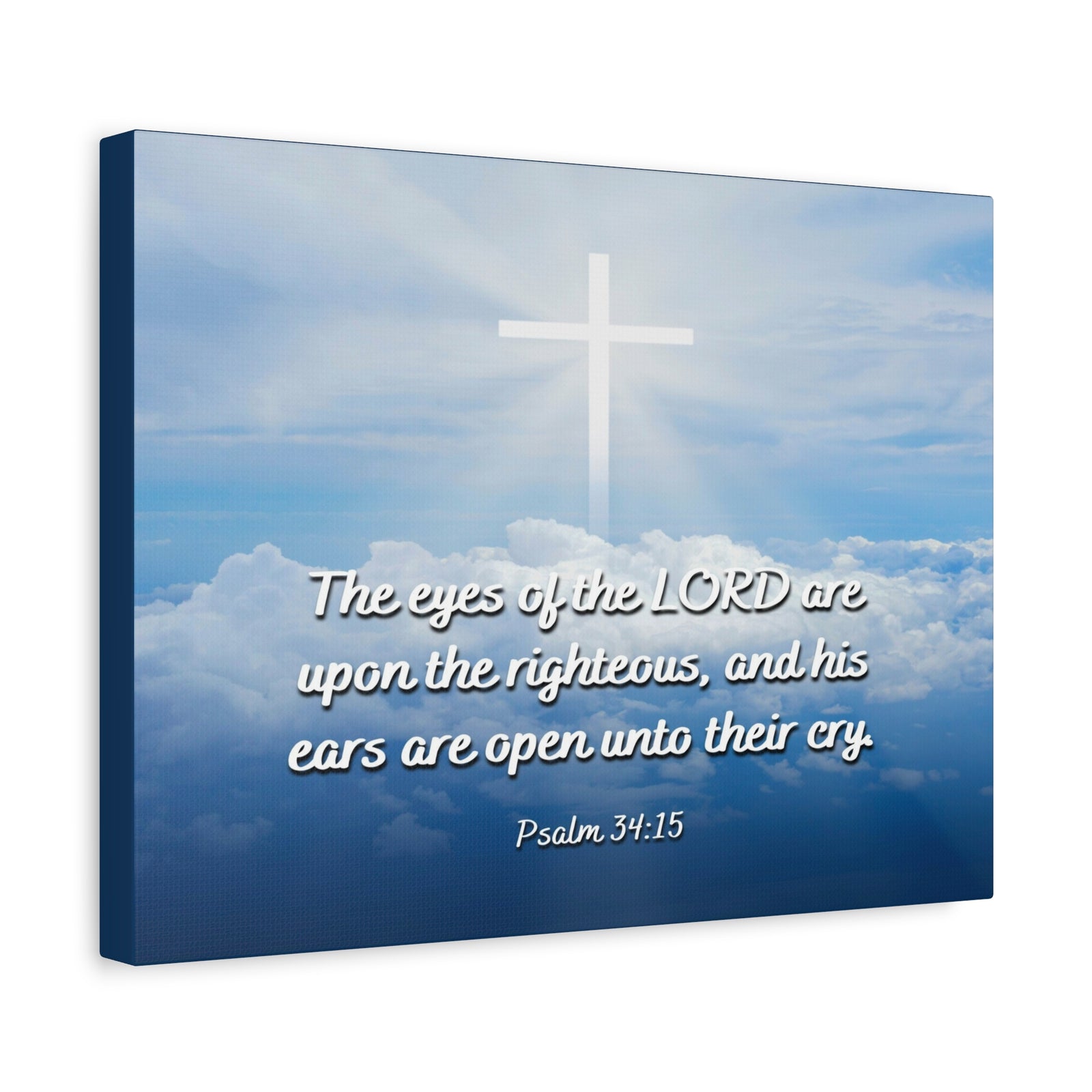 Scripture Canvas The Righteous Psalm 34:15 Christian Wall Art Bible Verse Print Ready to Hang-Express Your Love Gifts