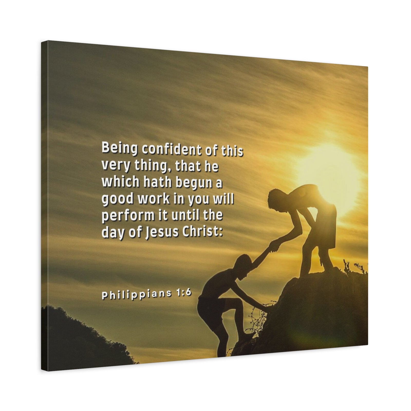 Scripture Canvas Being Confident Philippians 1:6 Christian Wall Art Bible Verse Print Ready to Hang-Express Your Love Gifts