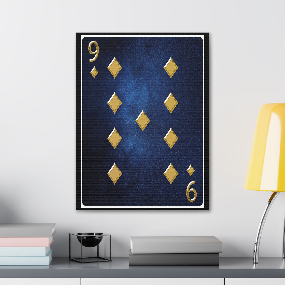 Nine Of Diamonds Space Background Playing Card Canvas Wall Art for Home Decor Ready-to-Hang-Express Your Love Gifts