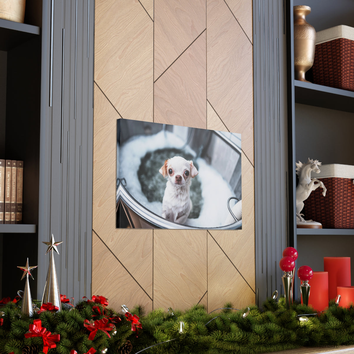 Cute Chihuahua Bathee Canvas Wall Art for Home Decor Ready-to-Hang-Express Your Love Gifts