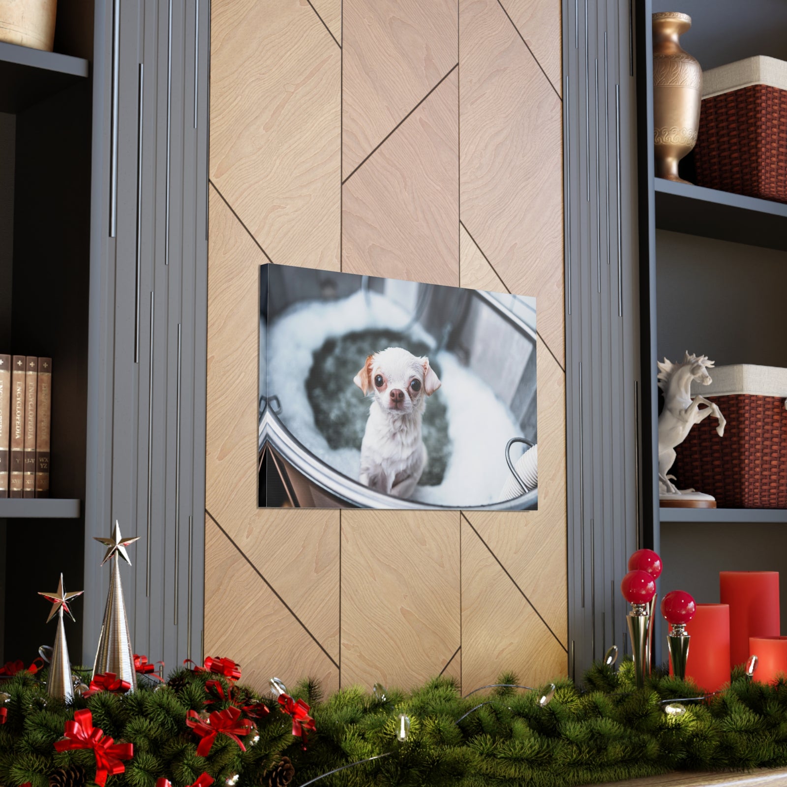 Cute Chihuahua Bathee Canvas Wall Art for Home Decor Ready-to-Hang-Express Your Love Gifts