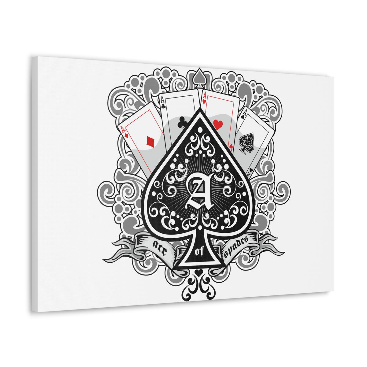 Gothic Coat Of Arms Ace Of Spades Playing Card Canvas Wall Art for Home Decor Ready-to-Hang-Express Your Love Gifts