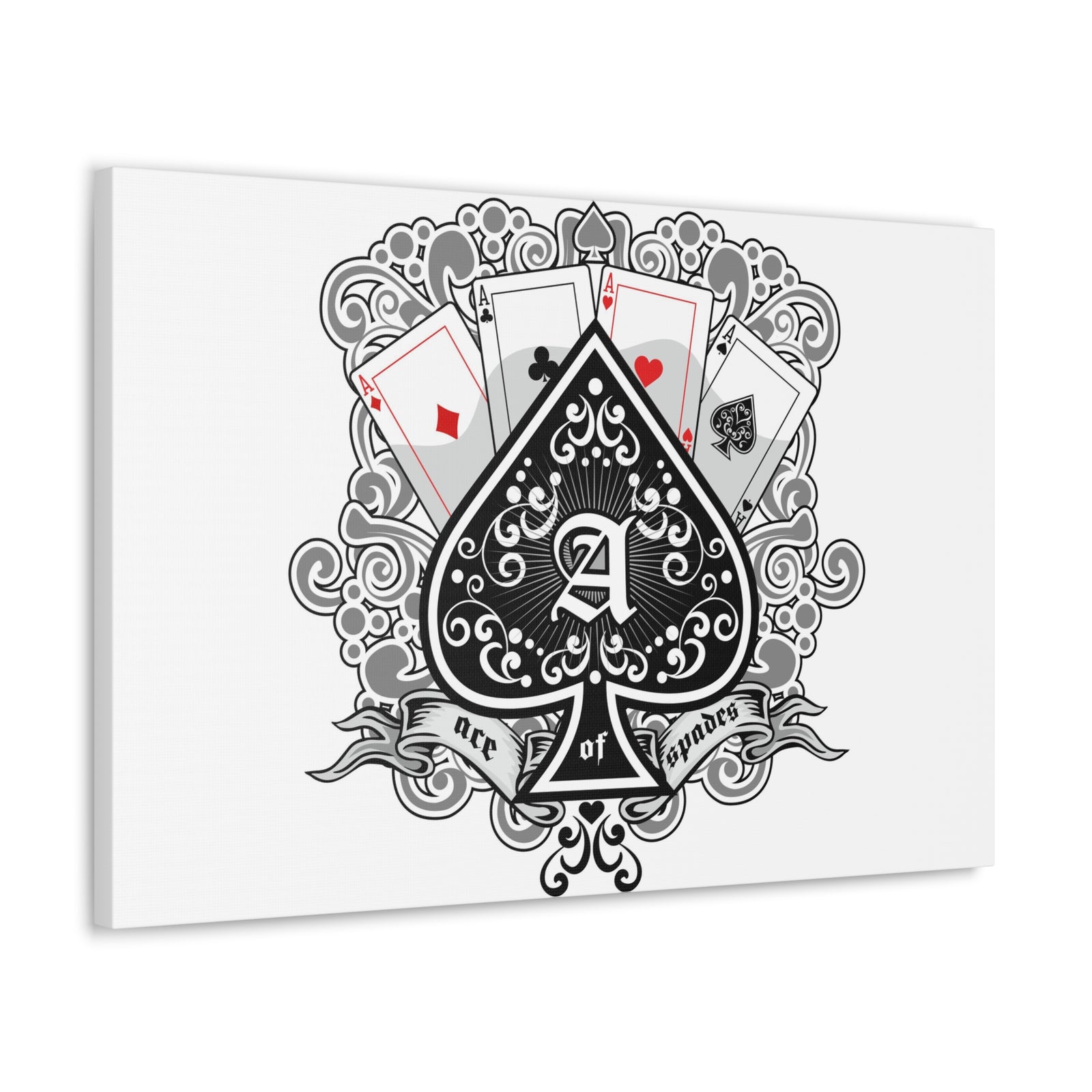 Gothic Coat Of Arms Ace Of Spades Playing Card Canvas Wall Art for Home Decor Ready-to-Hang-Express Your Love Gifts