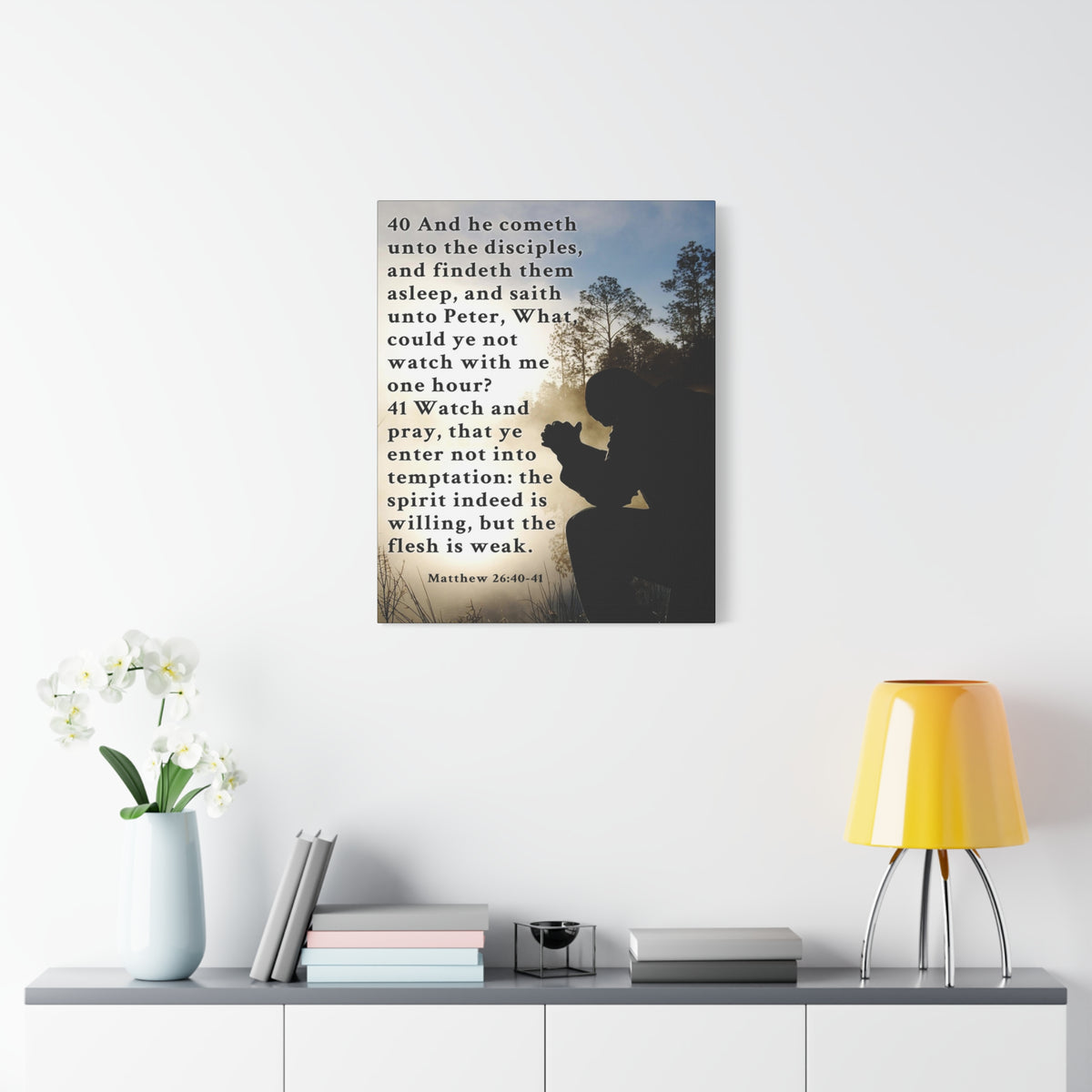 Matthew 26:40-41 Watch and Pray Bible Verse Canvas – Christian Wall Art, Ready to Hang-Express Your Love Gifts