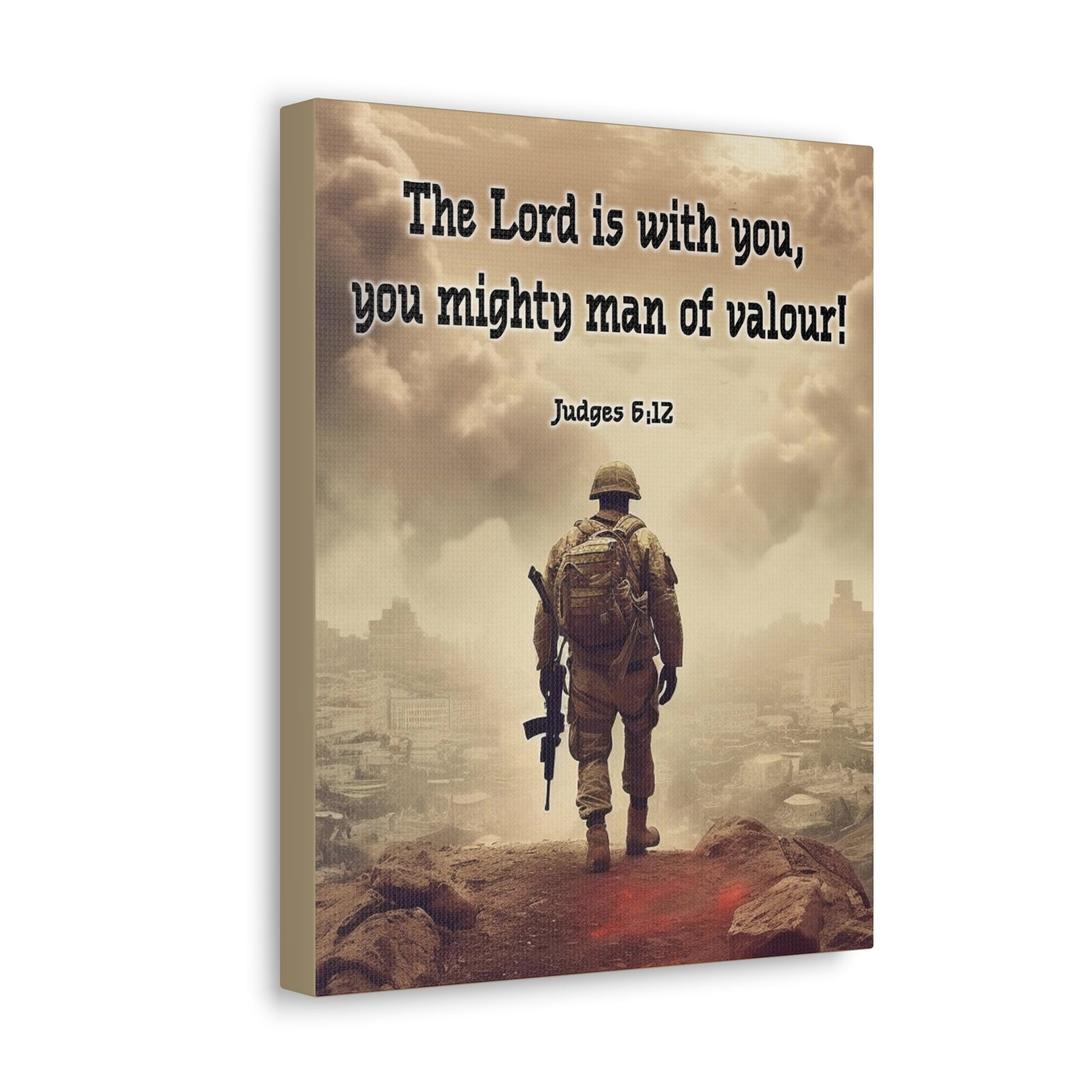 Scripture Walls Divine Valor: A Soldier's Journey Judges 6:12 Christian Wall Art Print Ready to Hang Unframed-Express Your Love Gifts