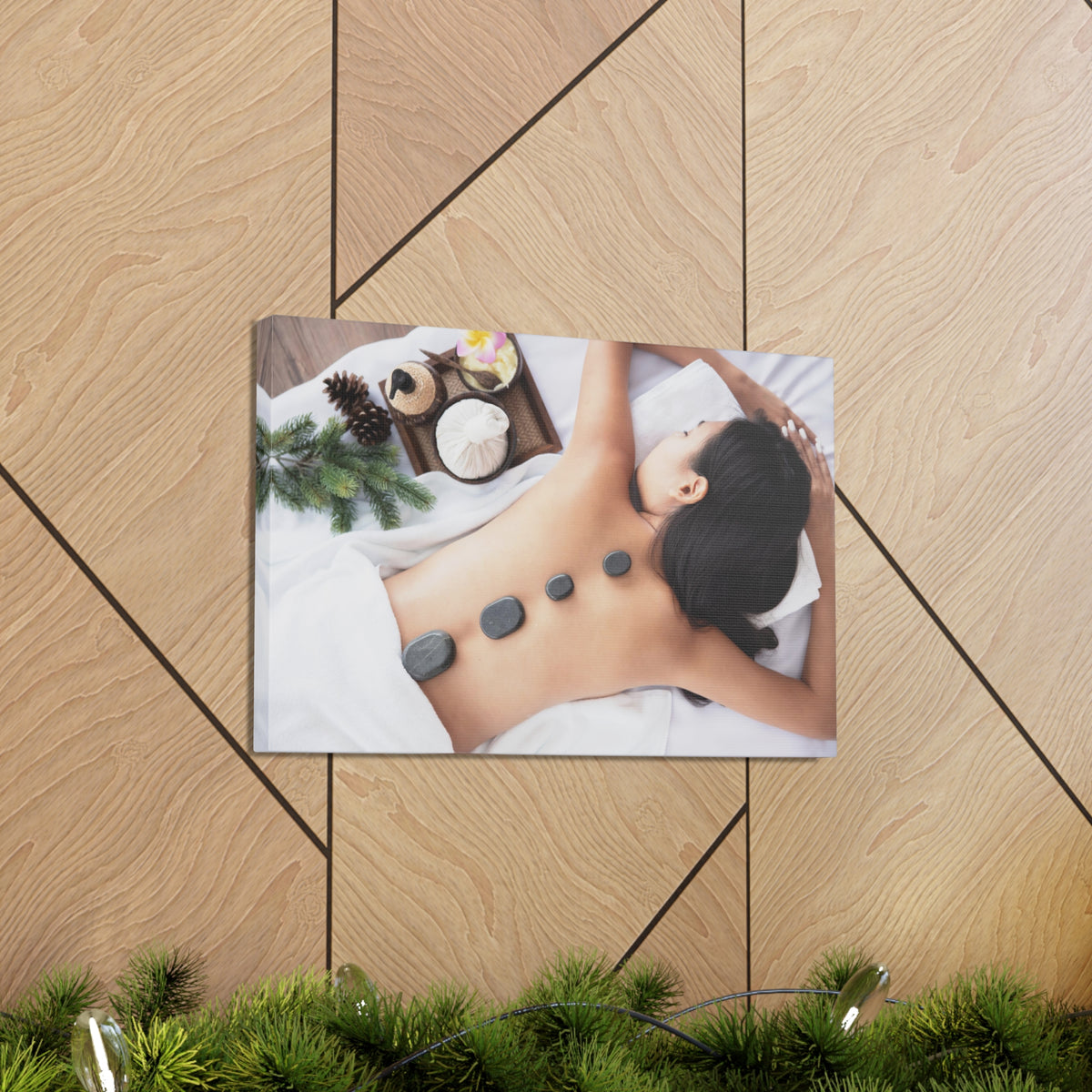 Rock Therapy Massage Forest Floral Nature Photography Canvas Wall Art for Home Decor Ready-to-Hang-Express Your Love Gifts