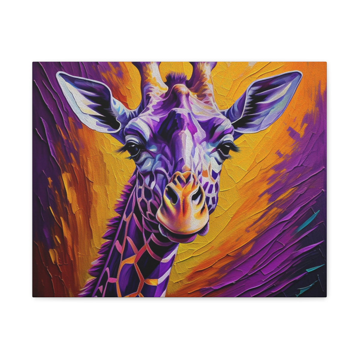 Giraffe Abstract Purple Modern Oil Painting Canvas Wall Art for Home Decor Ready-to-Hang-Express Your Love Gifts