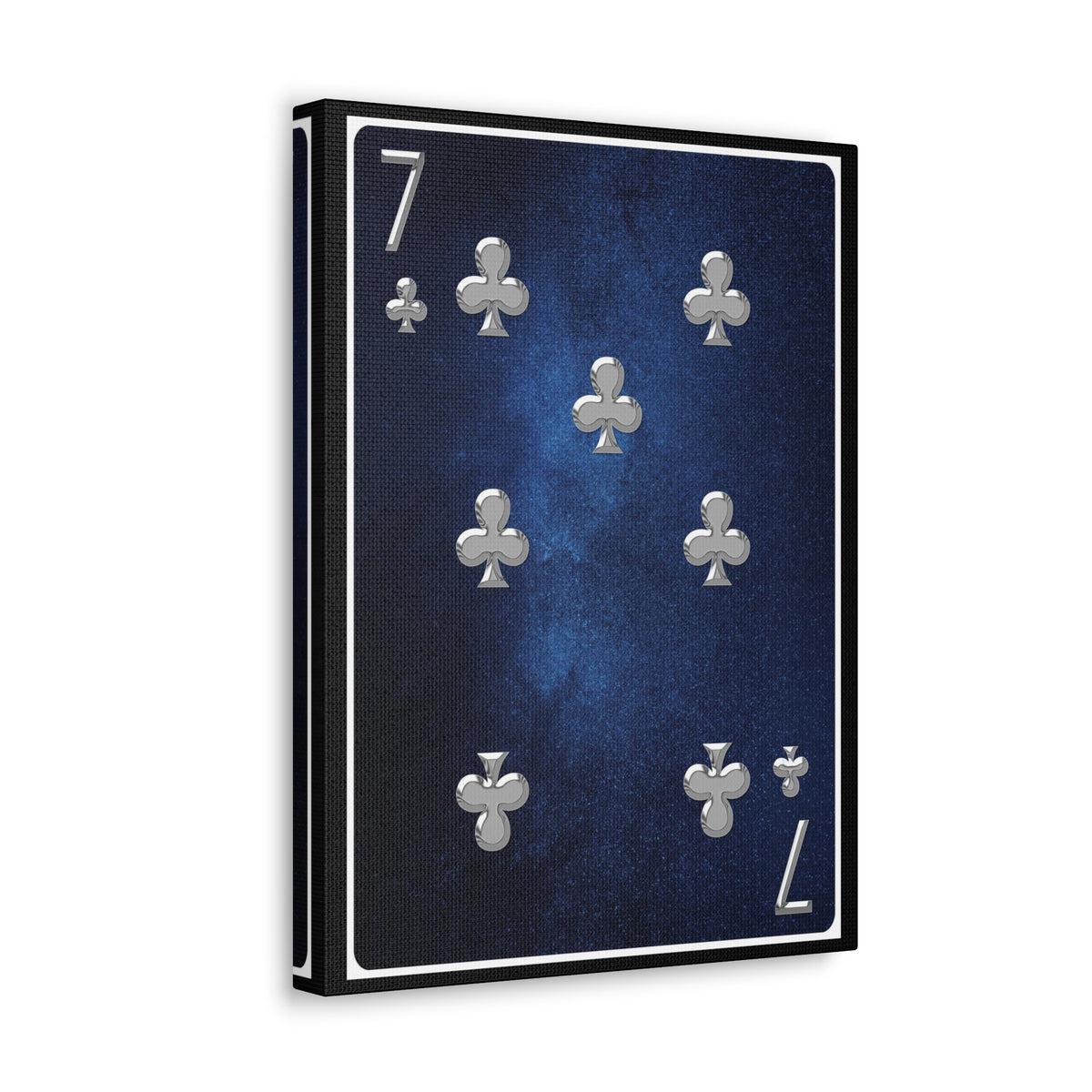 Seven Of Clubs Space Background Playing Card Canvas Wall Art for Home Decor Ready-to-Hang-Express Your Love Gifts