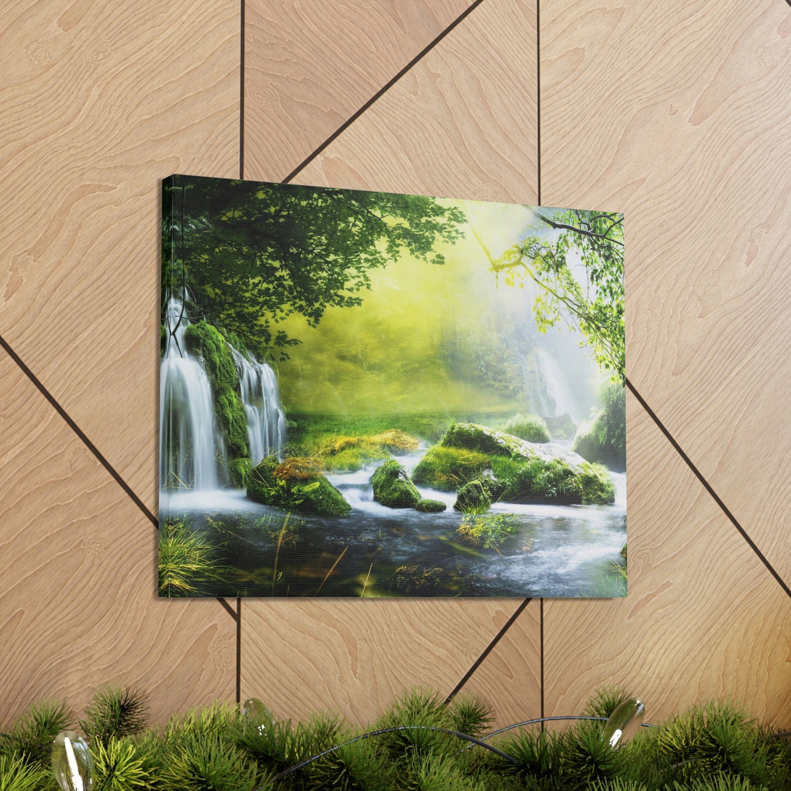 Tropical Forest Falls Nature Wilderness Photography Canvas Wall Art for Home Decor Ready-to-Hang-Express Your Love Gifts
