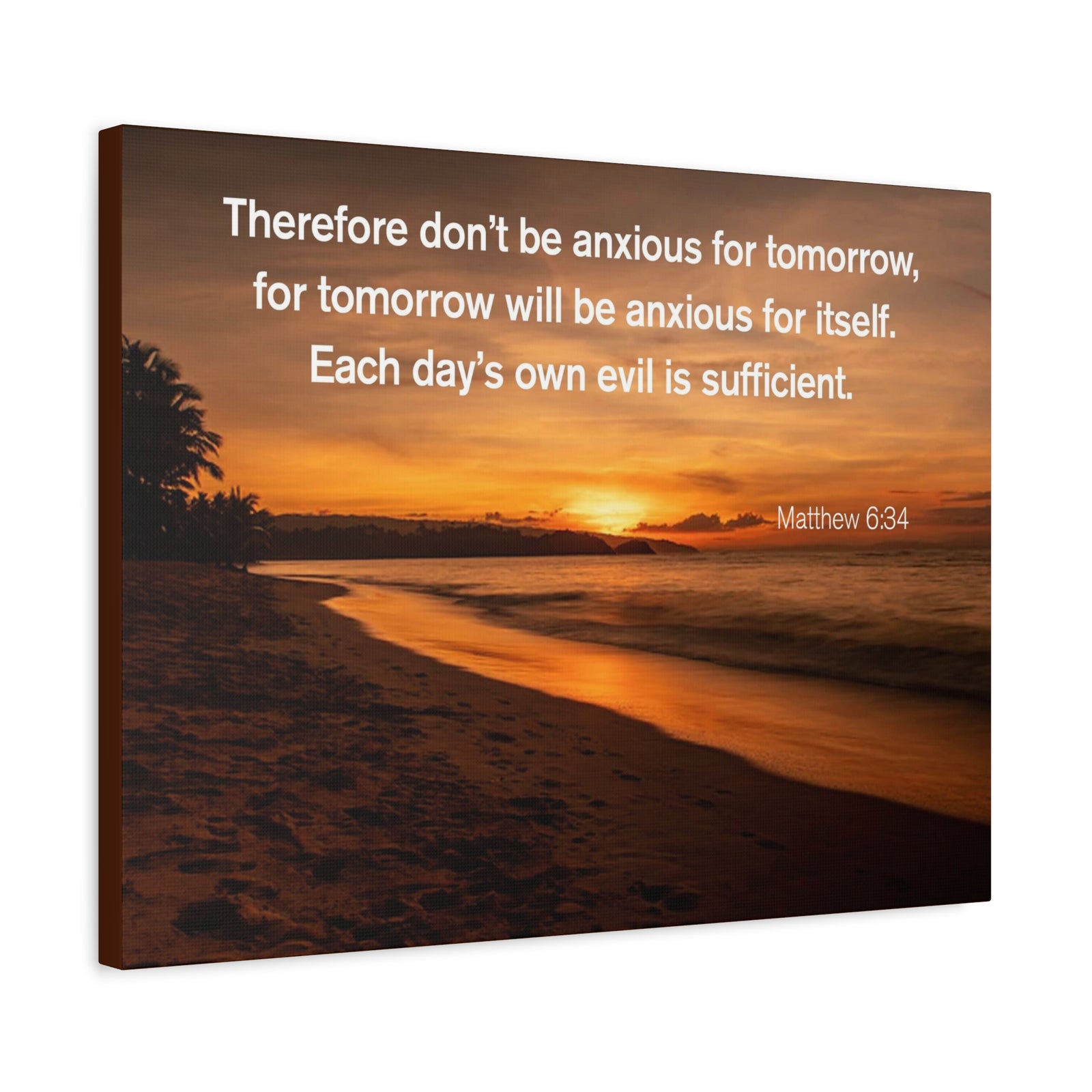 Scripture Walls Don't Be Anxious for Tomorrow Matthew 6:34 Christian Wall Art Print Ready to Hang Unframed-Express Your Love Gifts