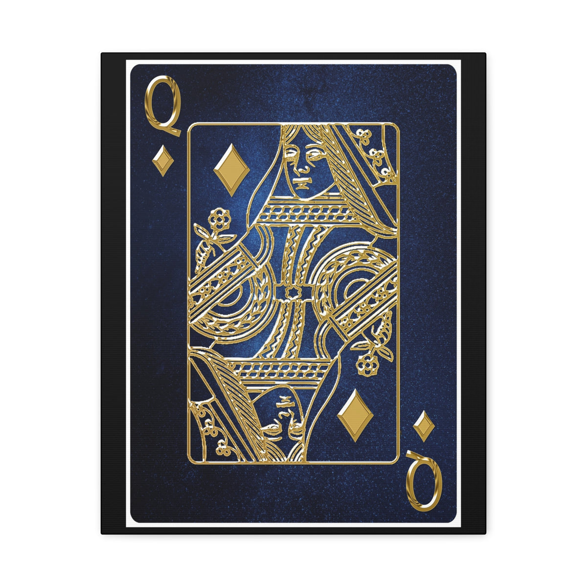Queen Of Diamonds Space Background Playing Card Canvas Wall Art for Home Decor Ready-to-Hang-Express Your Love Gifts