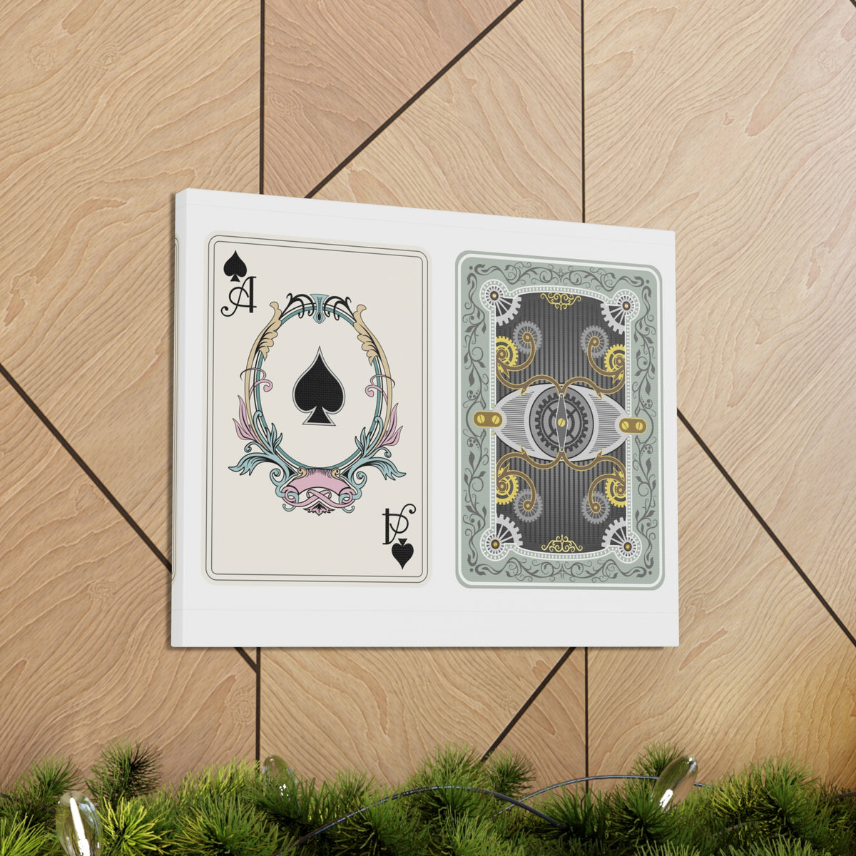 Steampunk Style Ace Of Spades Playing Card Canvas Wall Art for Home Decor Ready-to-Hang-Express Your Love Gifts