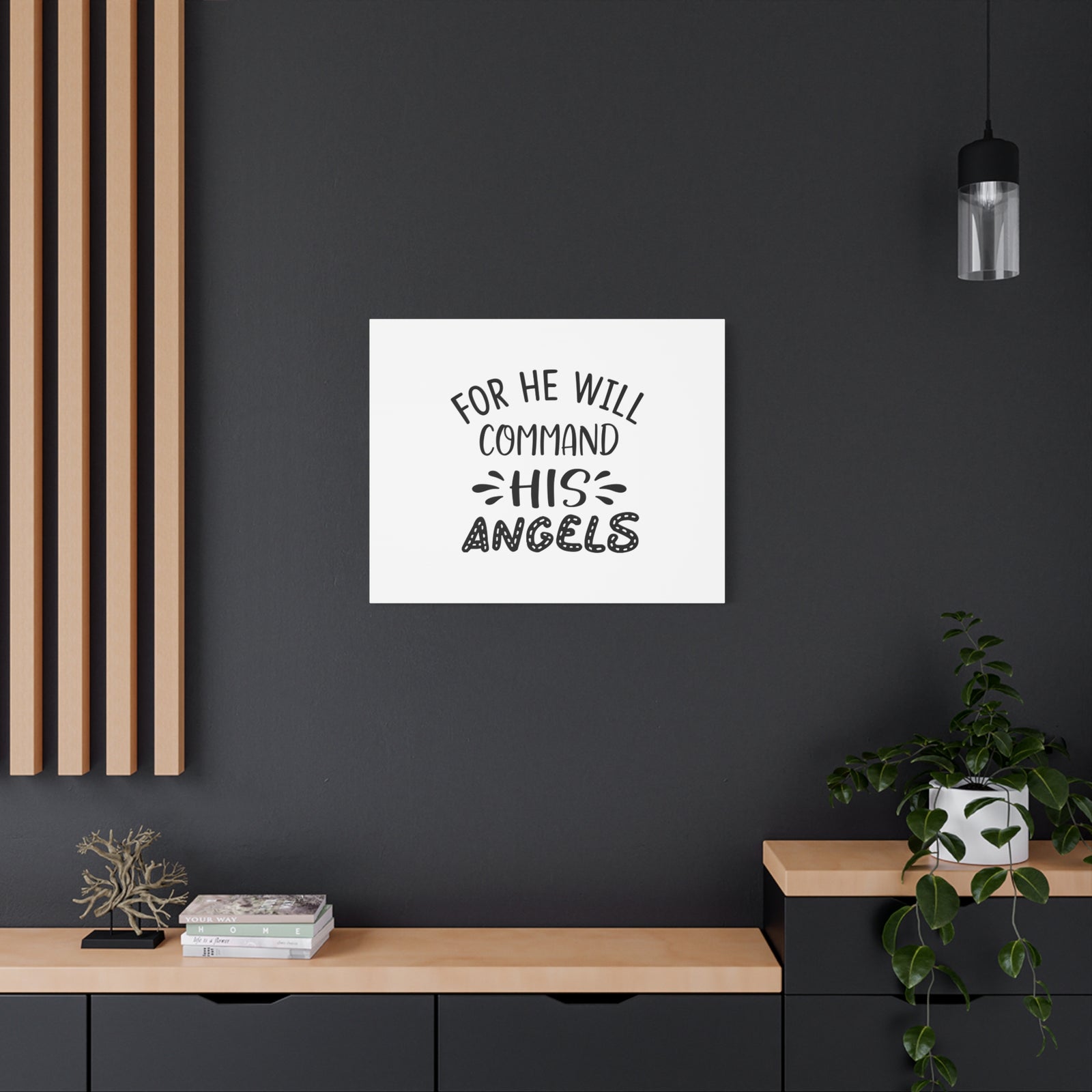 Scripture Canvas For He Will Command His Angels Psalm 91:11 Christian Wall Art Bible Verse Print Ready to Hang-Express Your Love Gifts