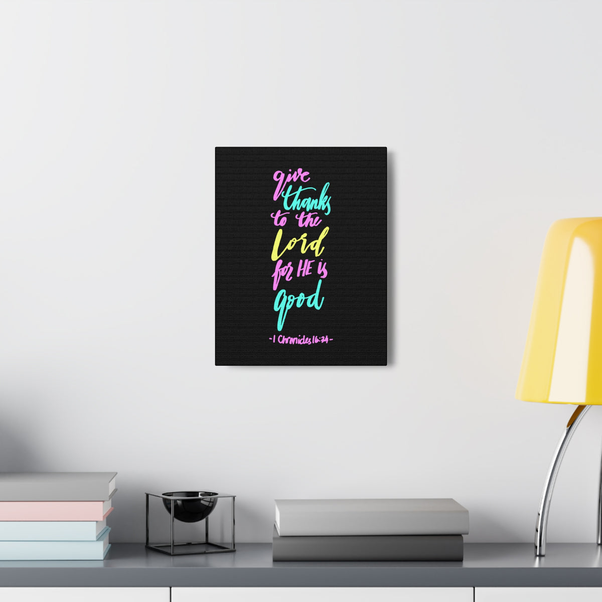 Scripture Canvas Give Thanks To The Lord 1 Chronicles 16:34 Christian Wall Art Bible Verse Print Ready To Hang-Express Your Love Gifts