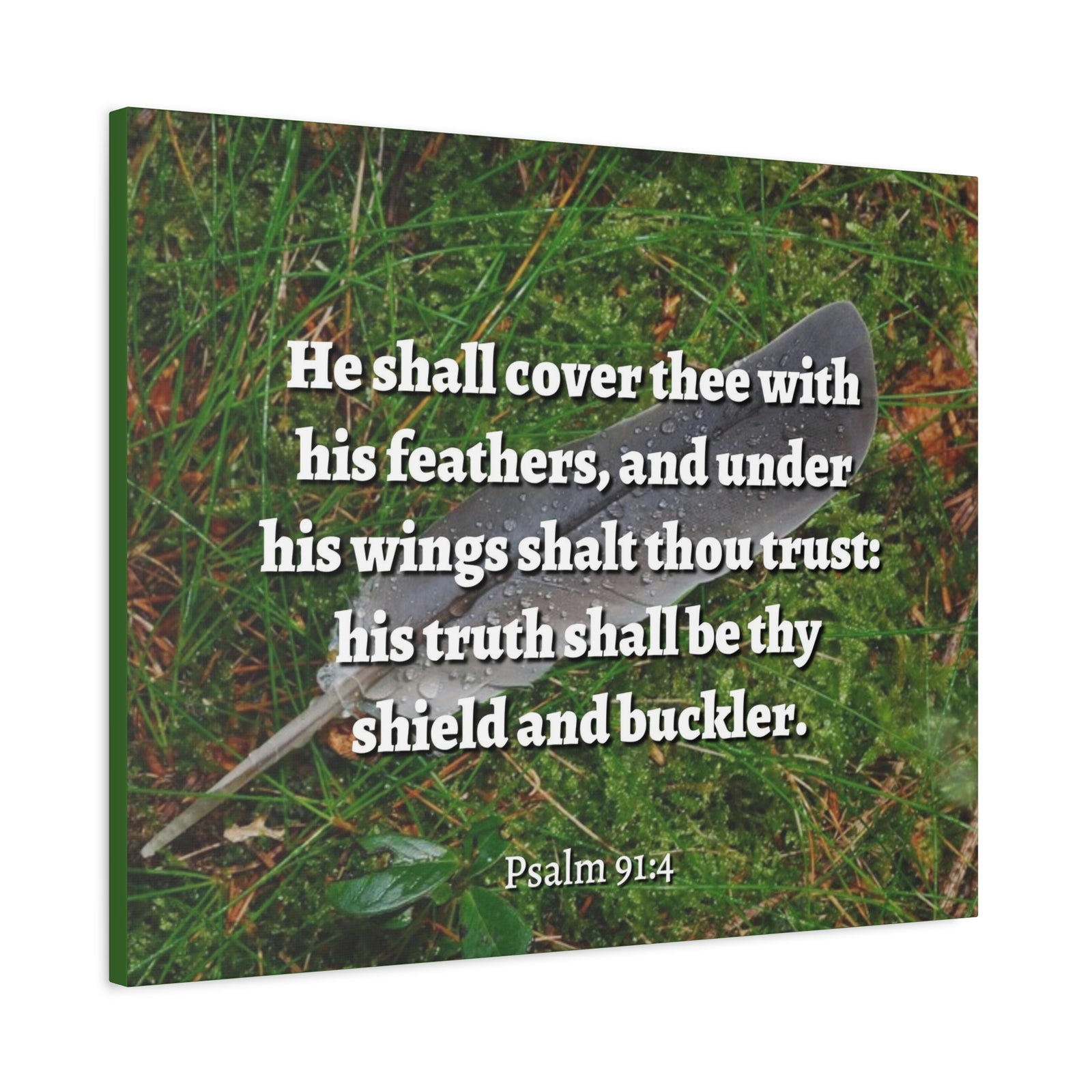 Scripture Canvas Shield And Buckler Psalms 91:4 Christian Wall Art Bible Verse Print Ready to Hang-Express Your Love Gifts