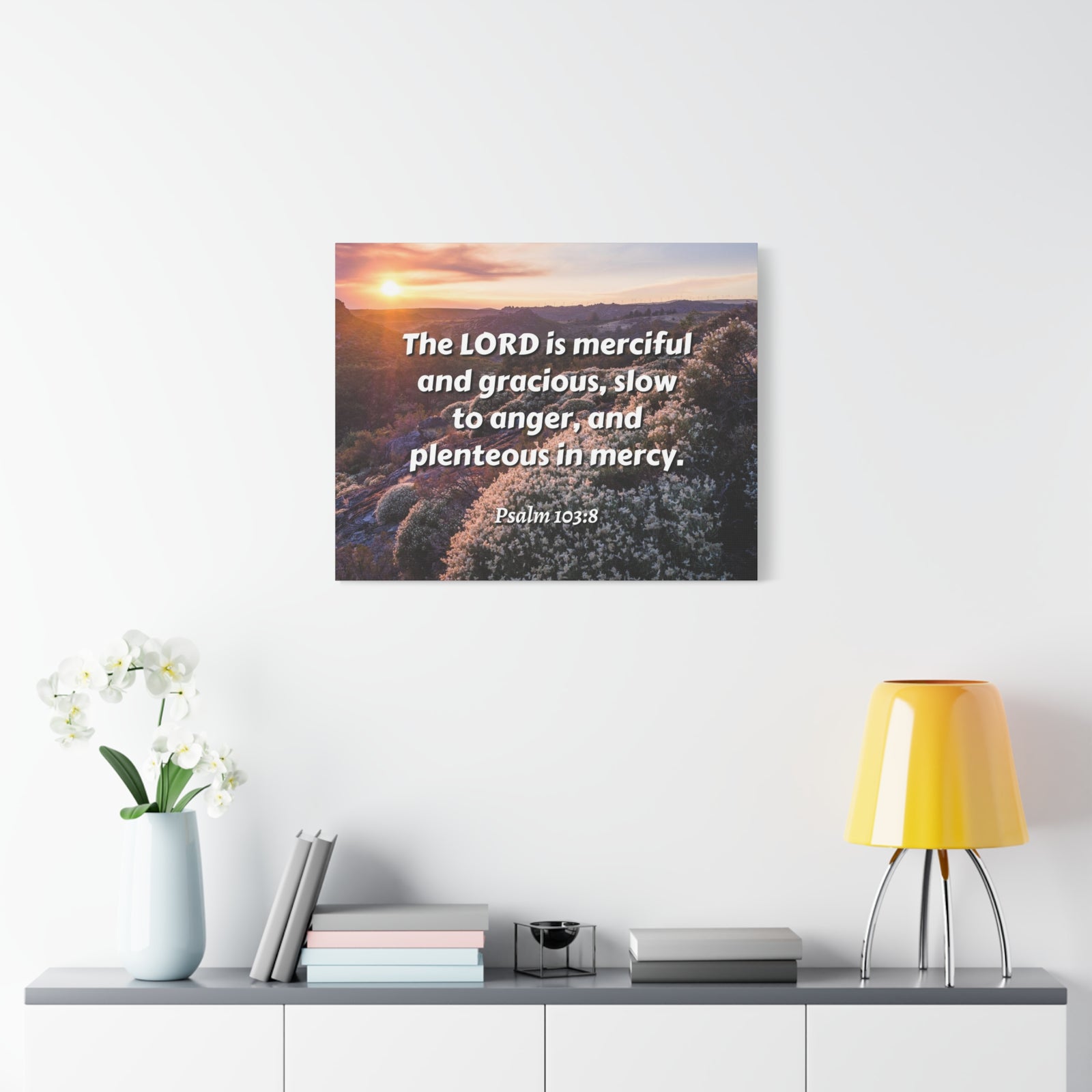 Scripture Canvas Merciful And Gracious Psalm 103:8 Christian Wall Art Bible Verse Print Ready to Hang-Express Your Love Gifts