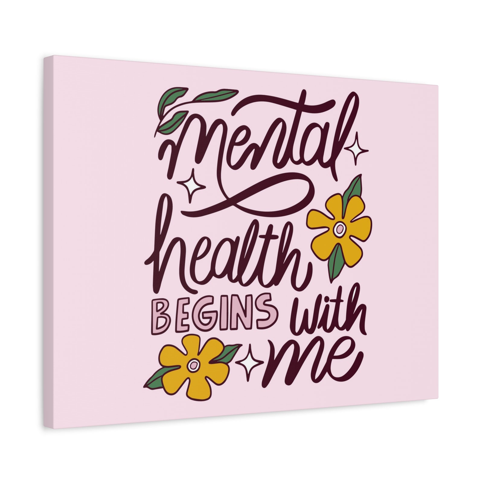 Inspirational Quote Canvas Mental Health Begins With Me Wall Art Motivational Motto Inspiring Prints Artwork Decor Ready to Hang-Express Your Love Gifts