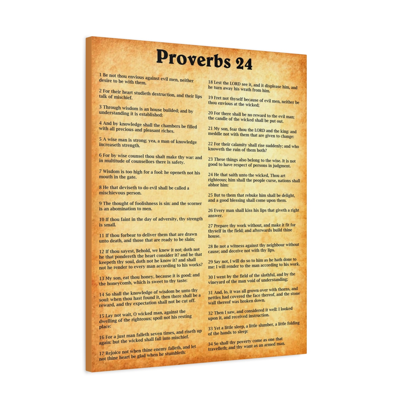 Scripture Walls Proverbs Chapter 24 Gold Bible Canvas Christian Wall Art Ready to Hang Unframed-Express Your Love Gifts