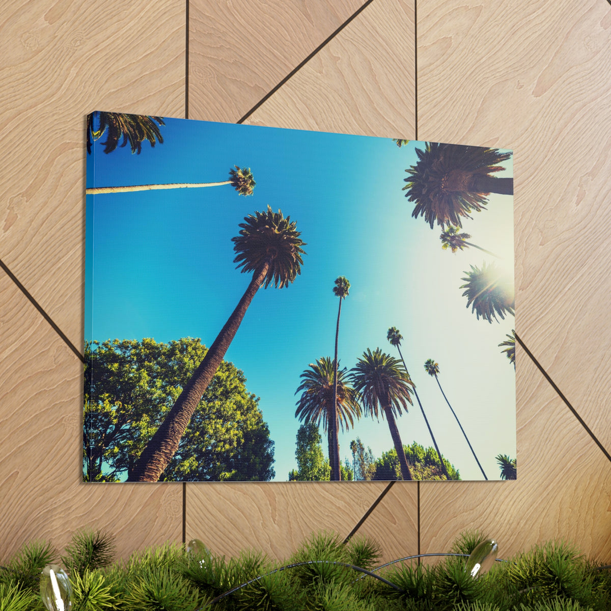 Los Angeles Sky Palm Trees Nature Wilderness Photography Canvas Wall Art for Home Decor Ready-to-Hang-Express Your Love Gifts