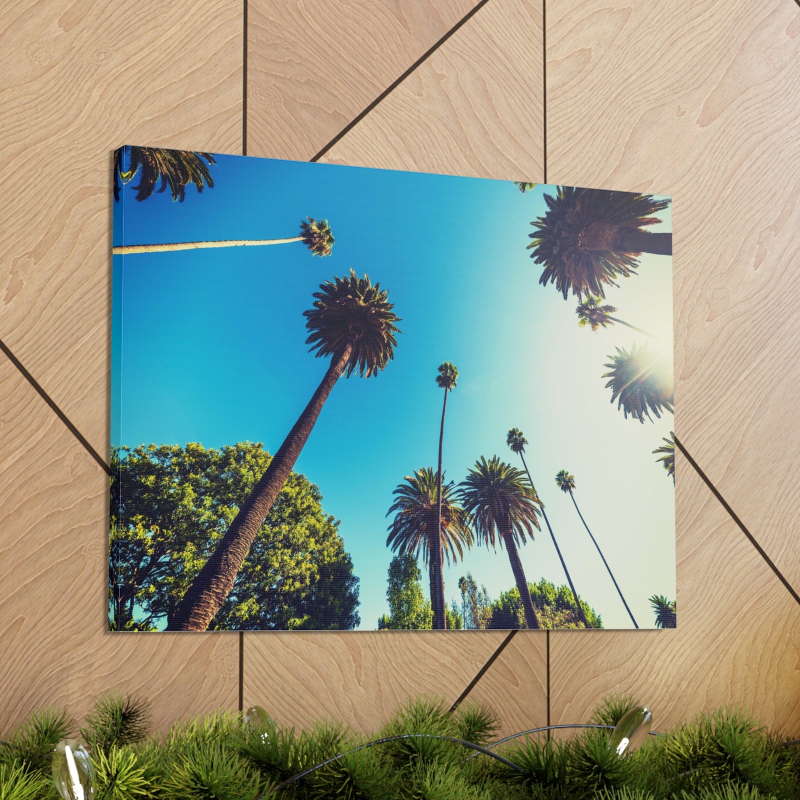 Los Angeles Sky Palm Trees Nature Wilderness Photography Canvas Wall Art for Home Decor Ready-to-Hang-Express Your Love Gifts