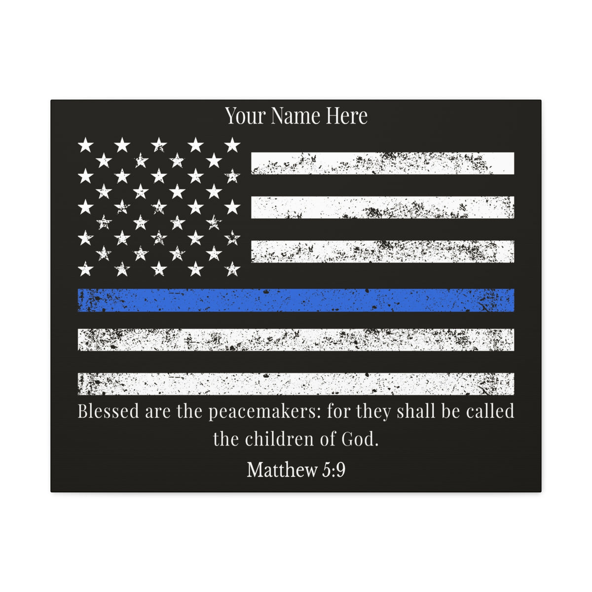 Scripture Walls Personalized Matthew 5:9 Police Officer Badge Bible Canvas Christian Wall Art Ready to Hang Unframed-Express Your Love Gifts
