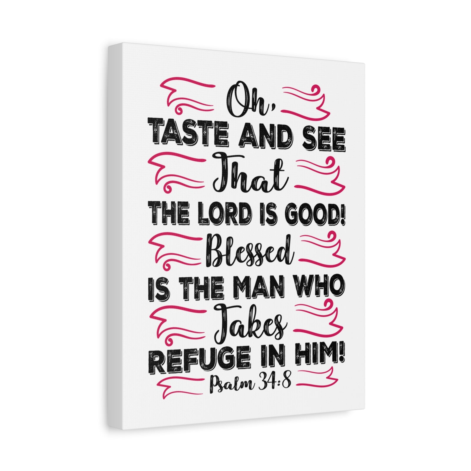 Scripture Canvas The Lord Is Good Psalm 34:8 Christian Wall Art Bible Verse Print Ready to Hang-Express Your Love Gifts