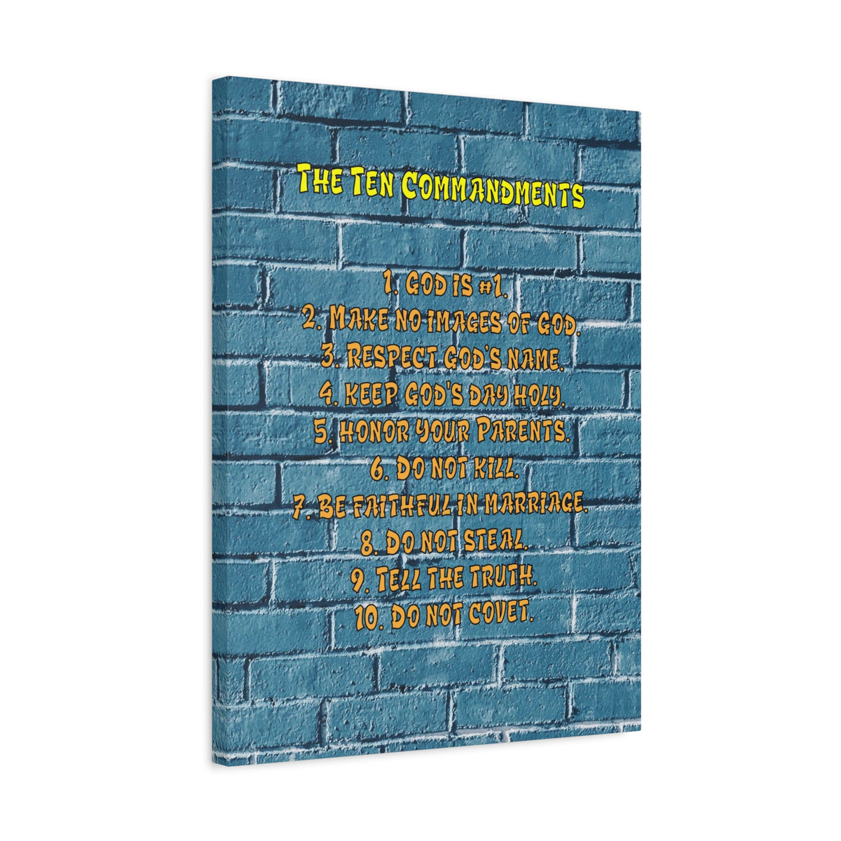 Scripture Canvas 10 Commandments For Kids Brick Wall Christian Wall Art Print Ready to Hang-Express Your Love Gifts