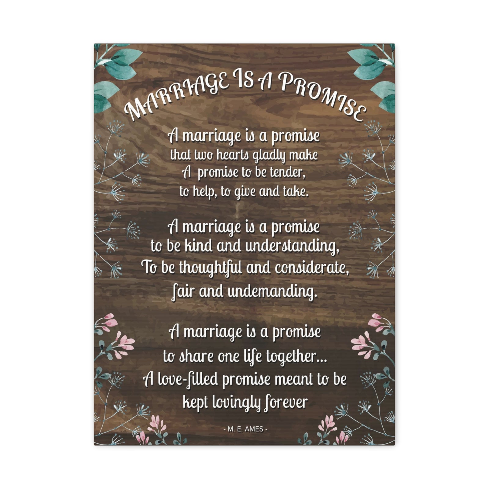 Marriage is a Promise Motivational Printed On Ready To Hang Stretched Canvas Wall Art-Express Your Love Gifts