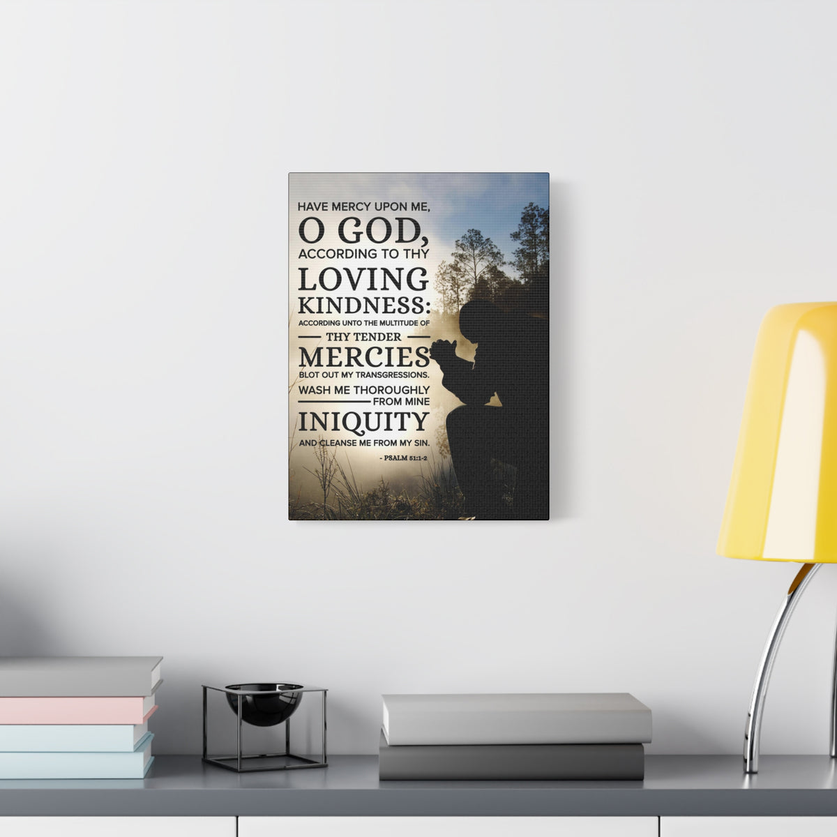 Scripture Canvas Have Mercy Upon Me Psalm 51:12 Christian Wall Art Bible Verse Print Ready to Hang-Express Your Love Gifts
