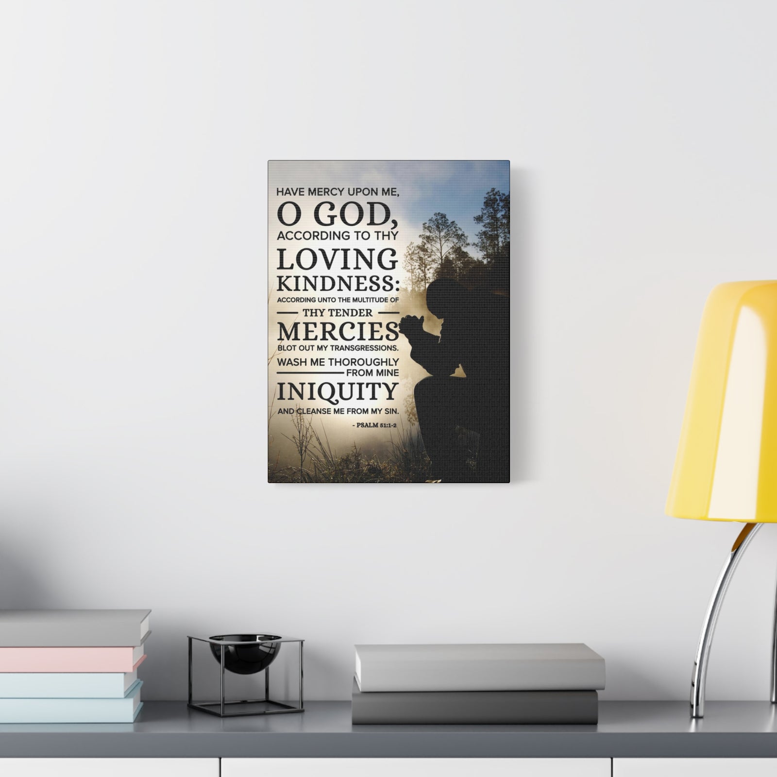 Scripture Canvas Have Mercy Upon Me Psalm 51:12 Christian Wall Art Bible Verse Print Ready to Hang-Express Your Love Gifts
