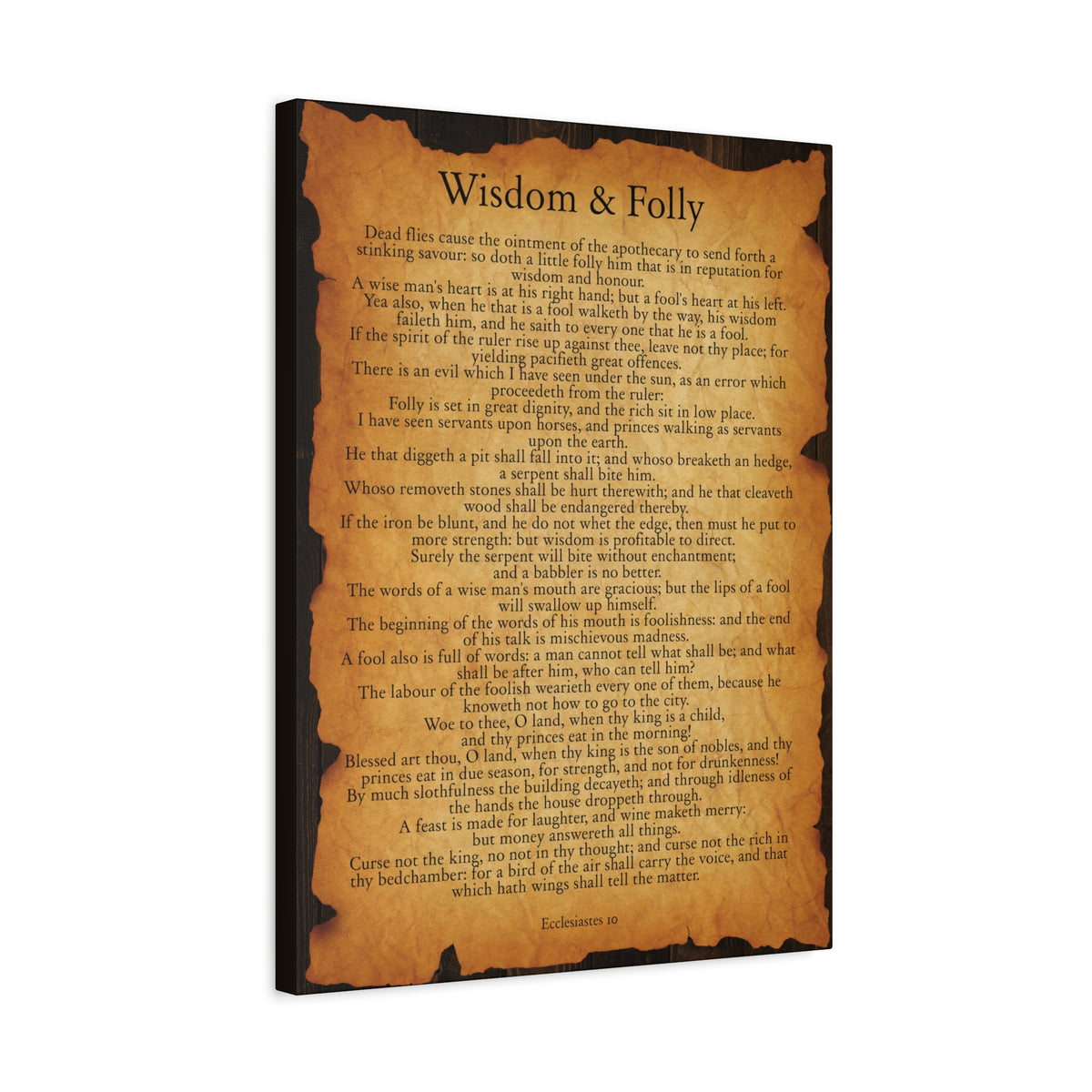 Scripture Walls Wisdom & Folly Ecclesiastes 10 Gold Brown Bible Verse Canvas Christian Wall Art Ready to Hang-Express Your Love Gifts