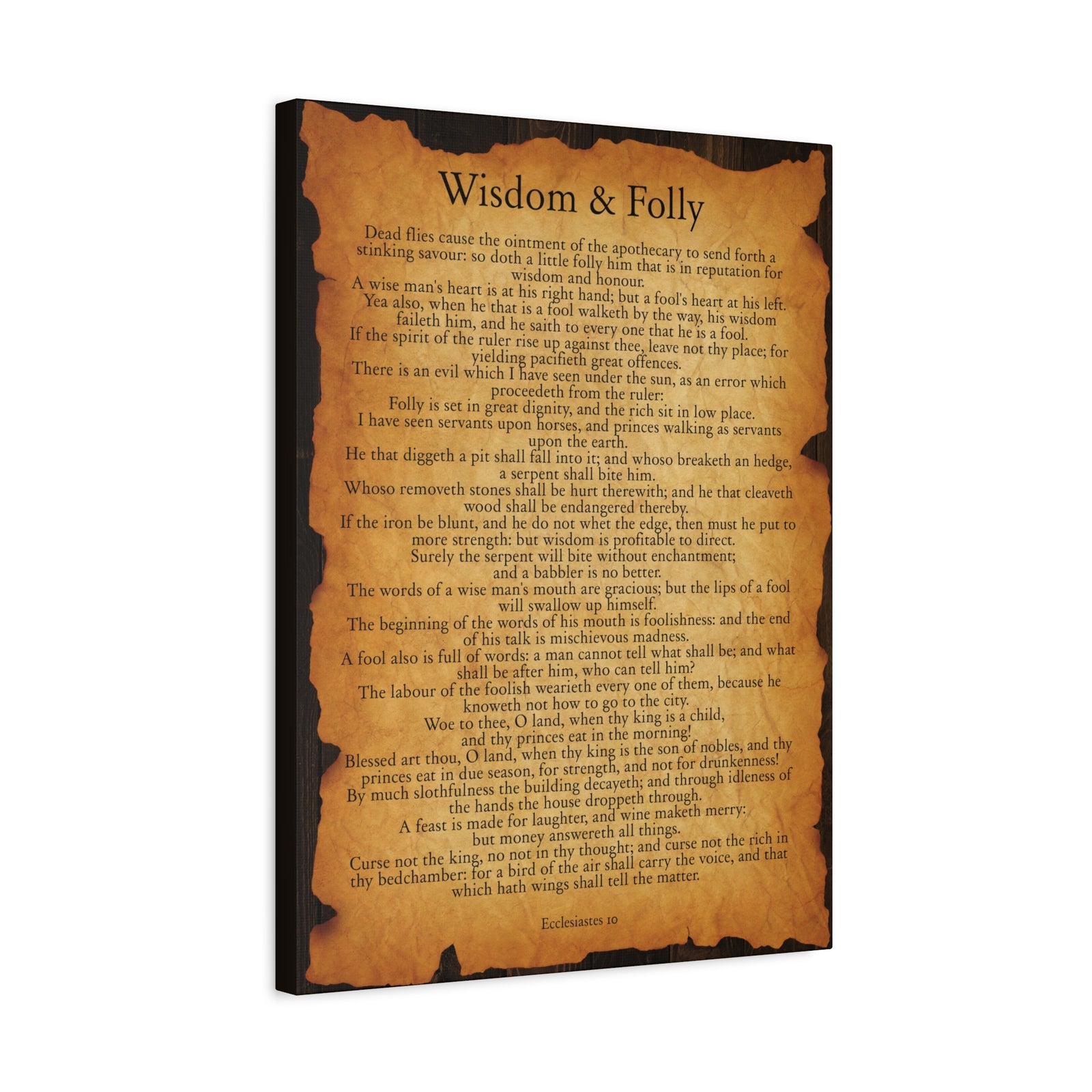 Scripture Walls Wisdom & Folly Ecclesiastes 10 Gold Brown Bible Verse Canvas Christian Wall Art Ready to Hang-Express Your Love Gifts