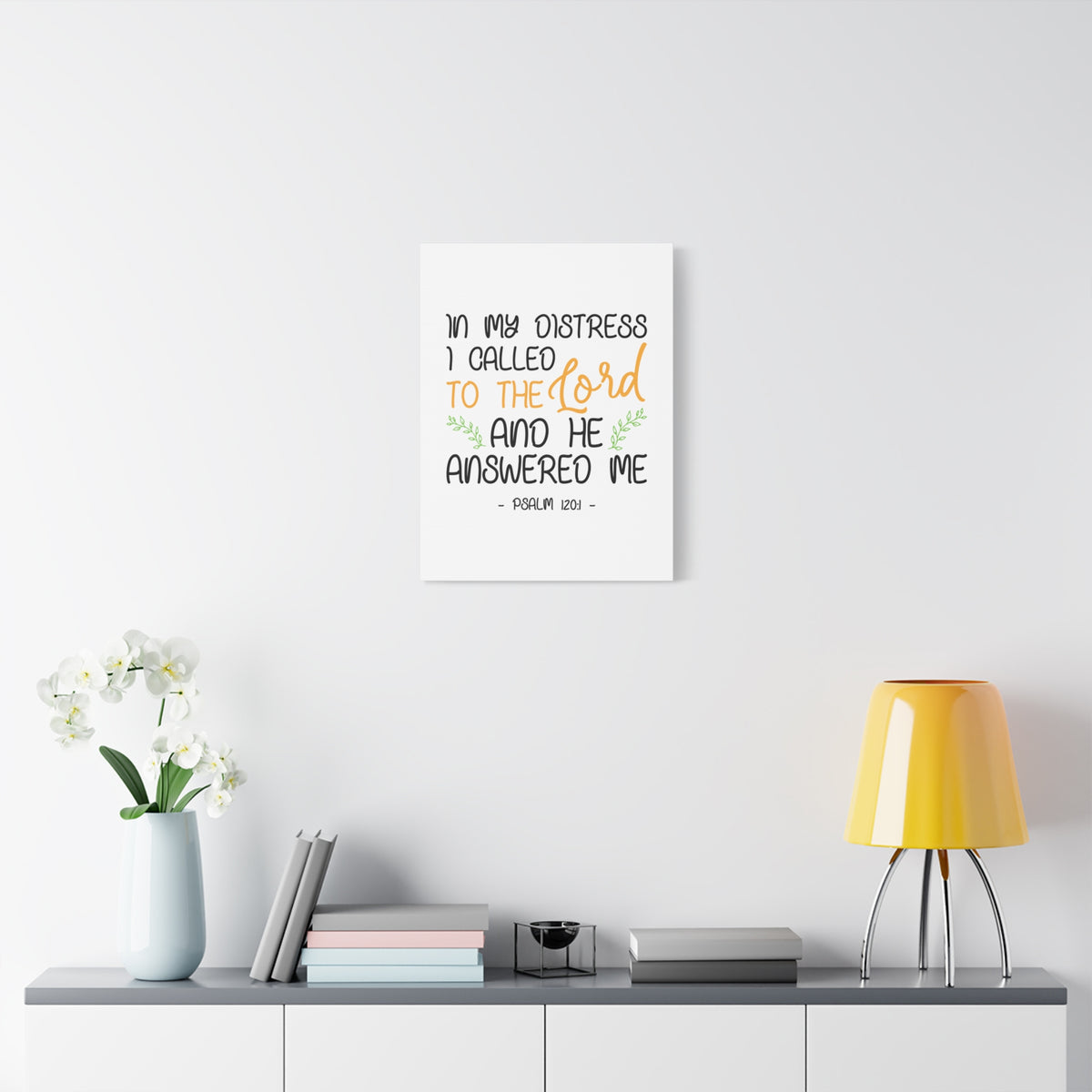 Scripture Canvas He Answered Me Psalm 120:1 Christian Wall Art Bible Verse Print Ready to Hang-Express Your Love Gifts