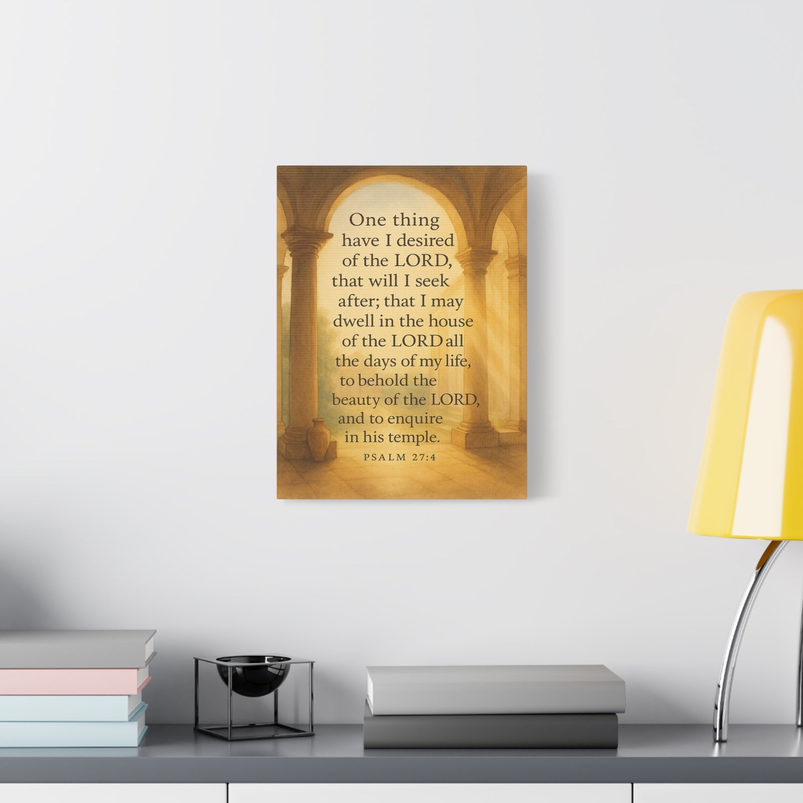 Bible Verse Canvas Psalm 27:4 Christian Home Décor Wall Art Scripture Ready to Hang Faith Print-Express Your Love Gifts
