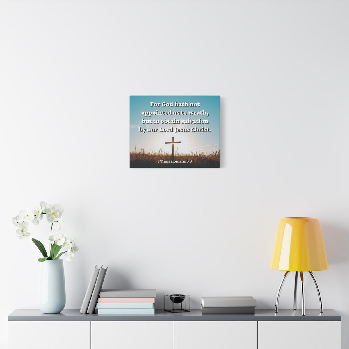Scripture Canvas To Obtain Salvation 1 Thessalonians 5:9 Christian Wall Art Bible Verse Print Ready to Hang-Express Your Love Gifts