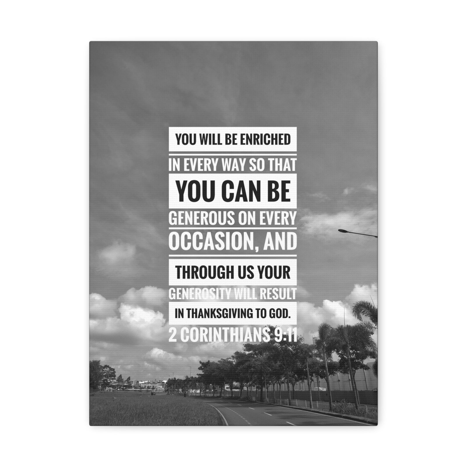 Scripture Canvas You Will Be Enriched 2 Corinthians 9:11 Christian Wall Art Bible Verse Print Ready to Hang-Express Your Love Gifts