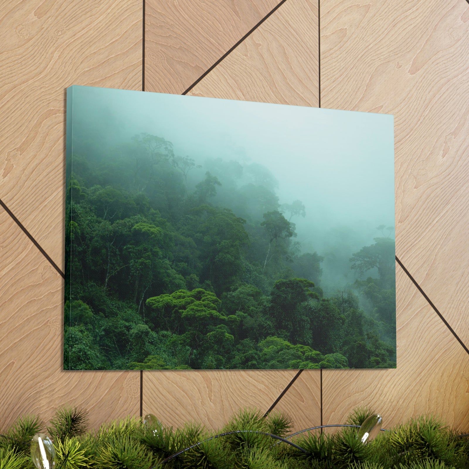 Dark Misty Forest Nature Wilderness Photography Canvas Wall Art for Home Decor Ready-to-Hang-Express Your Love Gifts