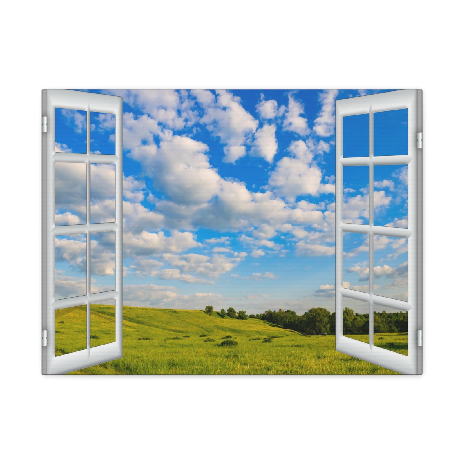 Canvas Print Wall Art Window Plain Field View Nature Photography Realism Scenic Landscape Colorful Multicolor for Home Decor Ready to Hang-Express Your Love Gifts