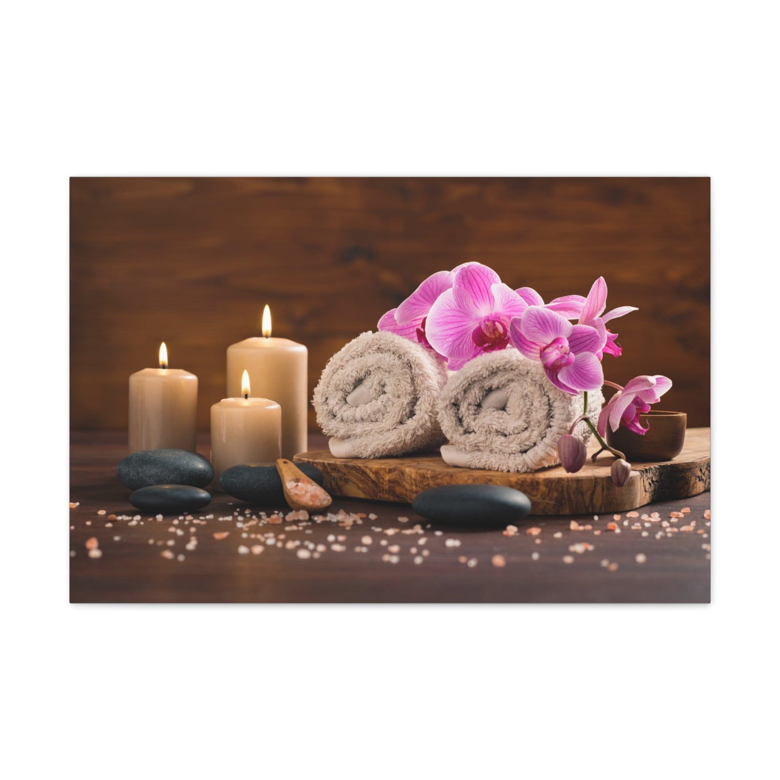 Rolled Towel and Orchids Forest Floral Nature Photography Canvas Wall Art for Home Decor Ready-to-Hang-Express Your Love Gifts