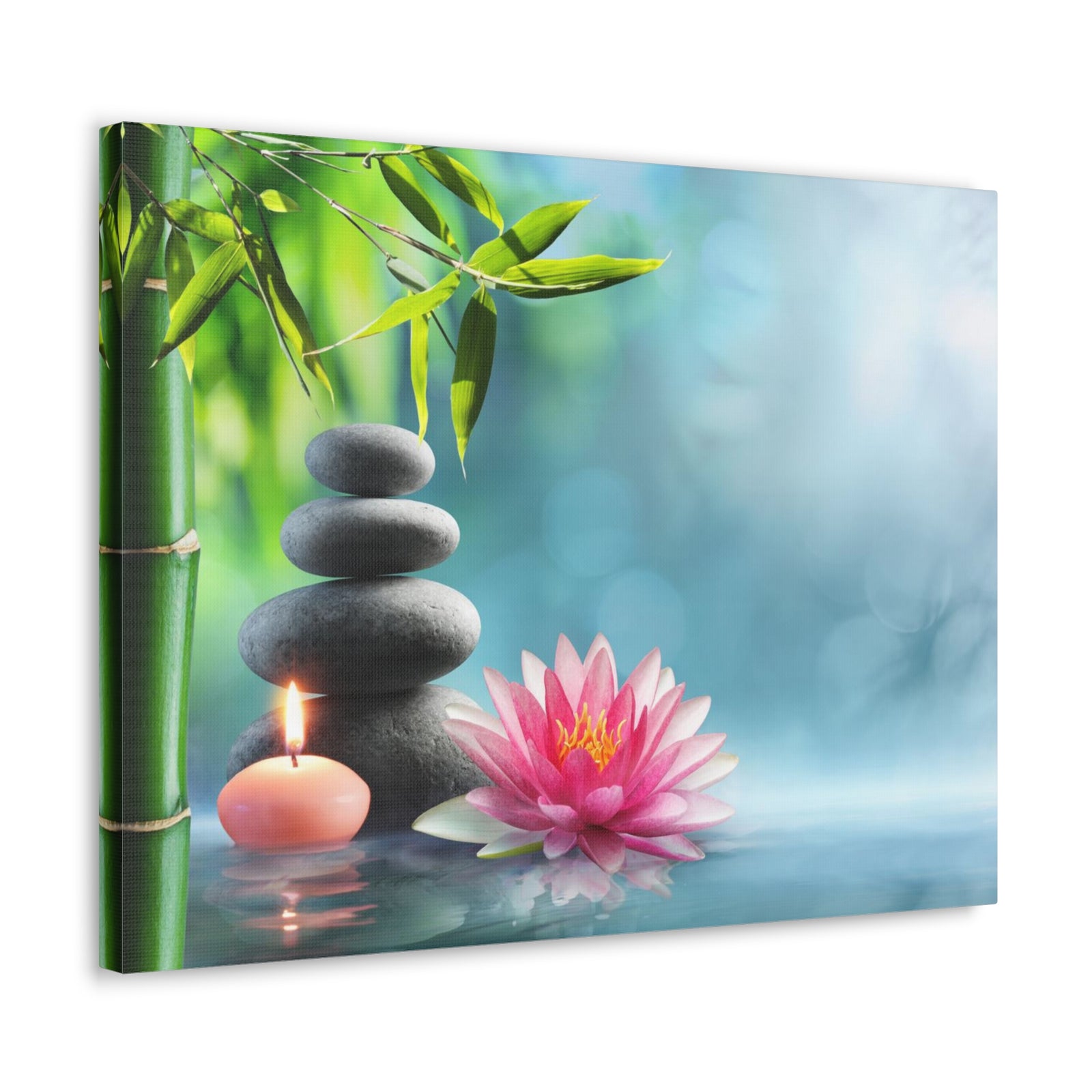 Massage Stones and Waterlily Forest Floral Nature Photography Canvas Wall Art for Home Decor Ready-to-Hang-Express Your Love Gifts