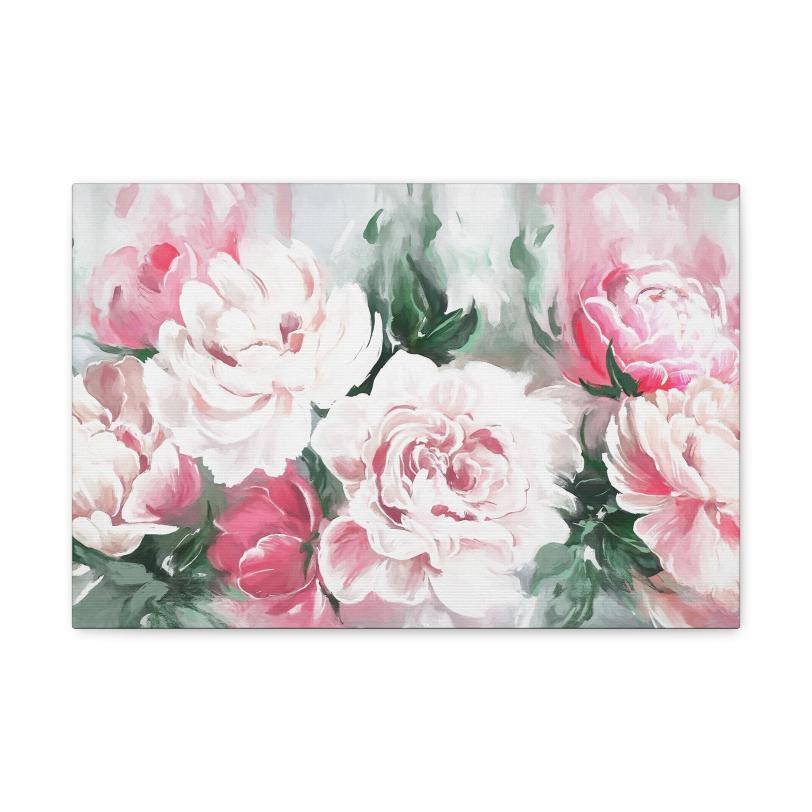 Pink And White Flower Rose And Peonies Flower Canvas Wall Art for Home Decor Ready-to-Hang-Express Your Love Gifts
