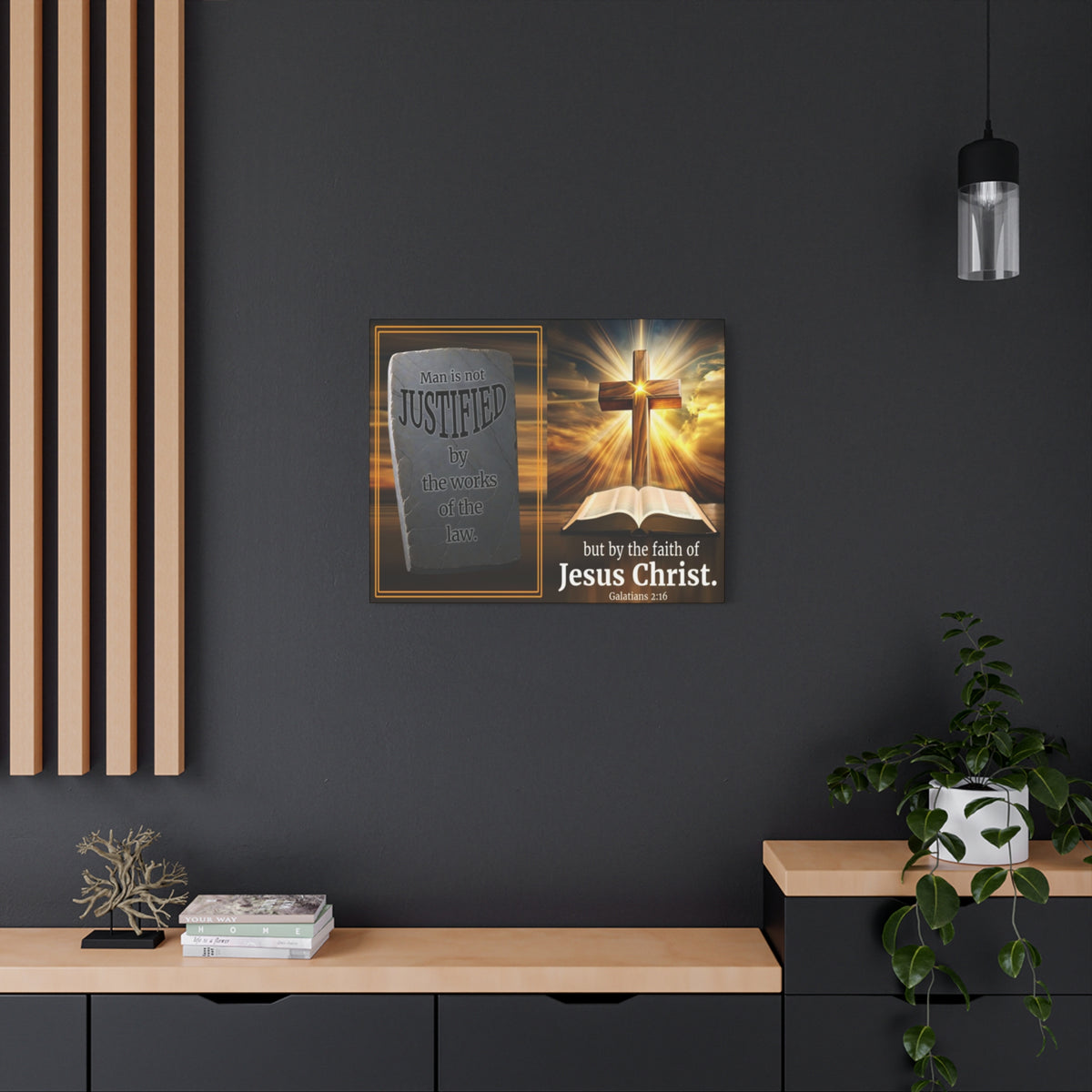 Scripture Walls Galatians 2:16 Faith & Law Bible Verse Canvas Christian Wall Art Ready to Hang Unframed-Express Your Love Gifts