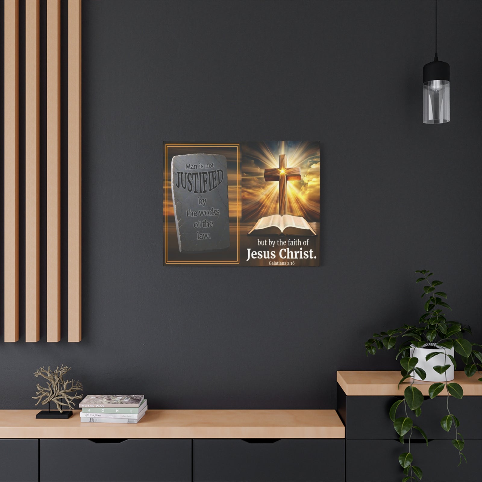 Scripture Walls Galatians 2:16 Faith & Law Bible Verse Canvas Christian Wall Art Ready to Hang Unframed-Express Your Love Gifts