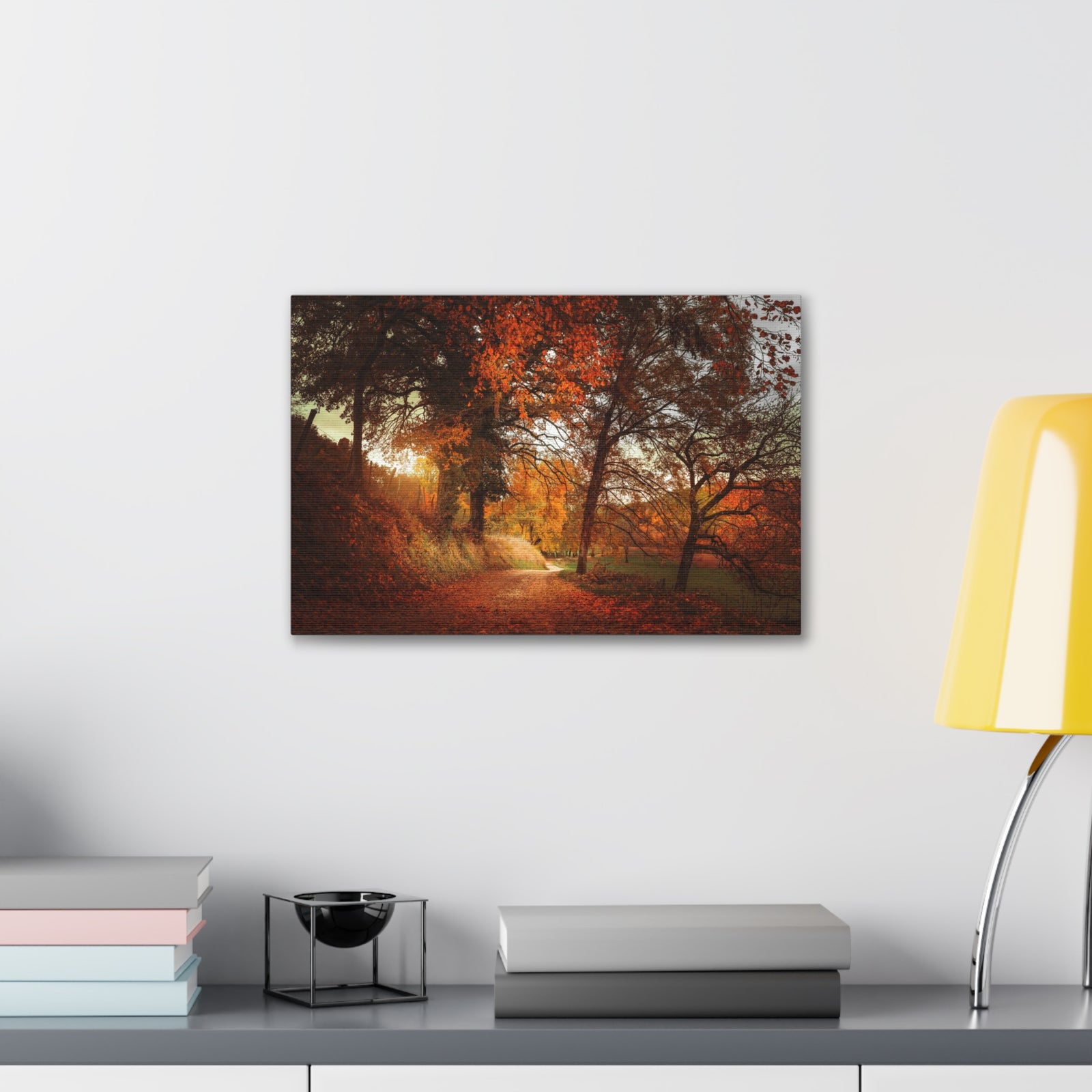 Autumn Park Orange Tree Nature Wilderness Photography Canvas Wall Art for Home Decor Ready-to-Hang-Express Your Love Gifts