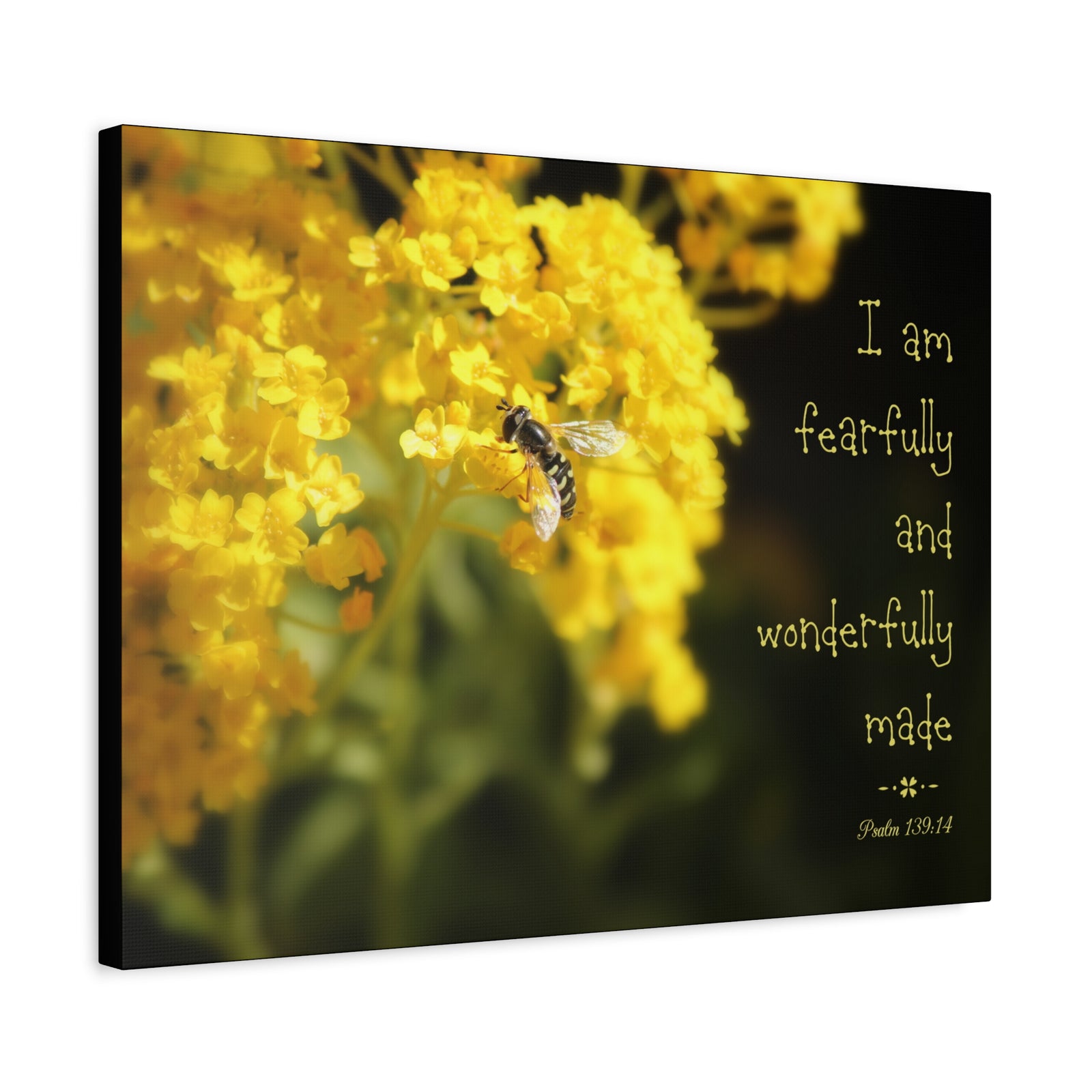 Scripture Walls Wonderfully Made Psalm 139:14 Bee Bible Verse Canvas Christian Wall Art Ready to Hang-Express Your Love Gifts