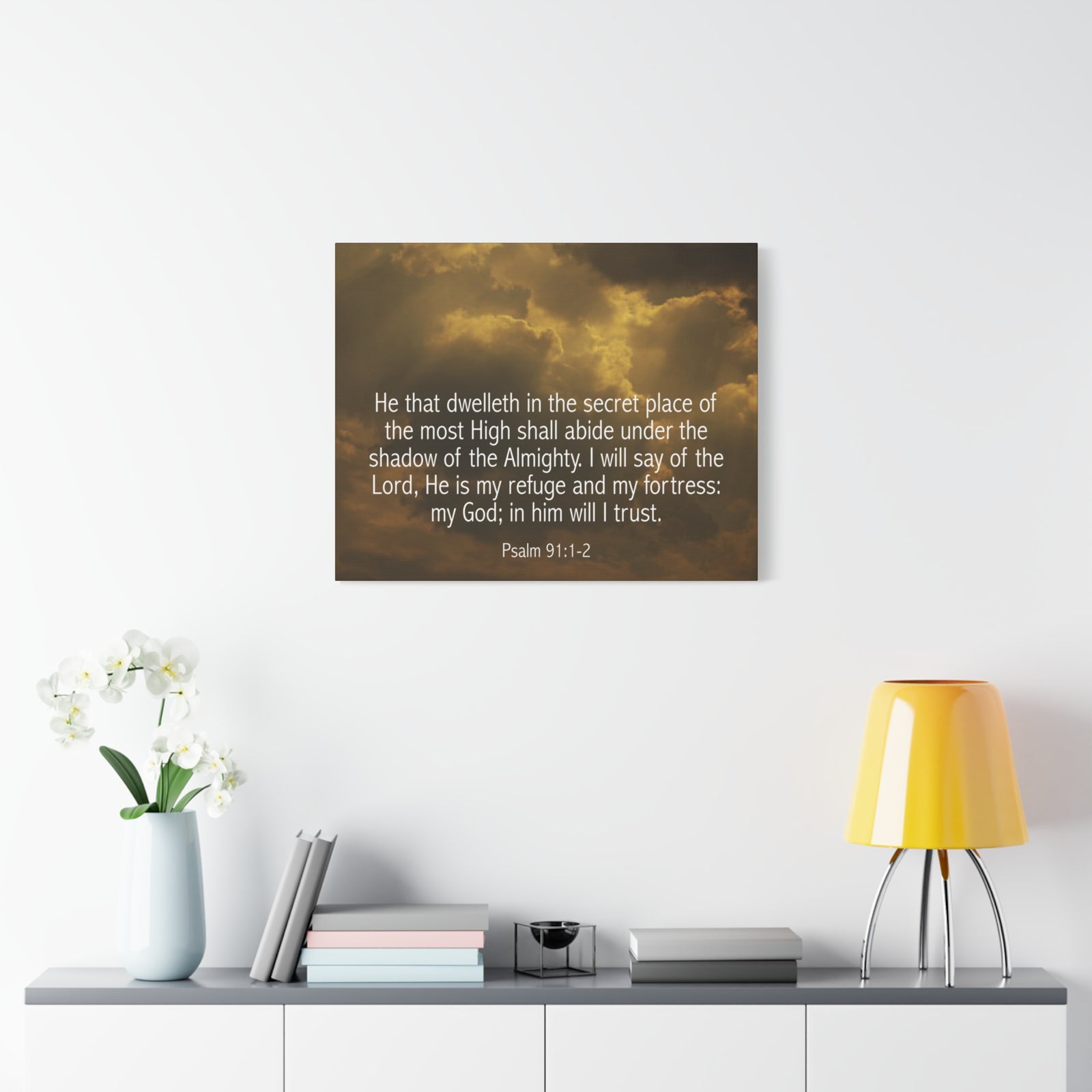 Bible Verse Canvas Secret Place Psalm 91:1-2 Christian Home Décor Wall Art Scripture Ready to Hang Faith Print-Express Your Love Gifts