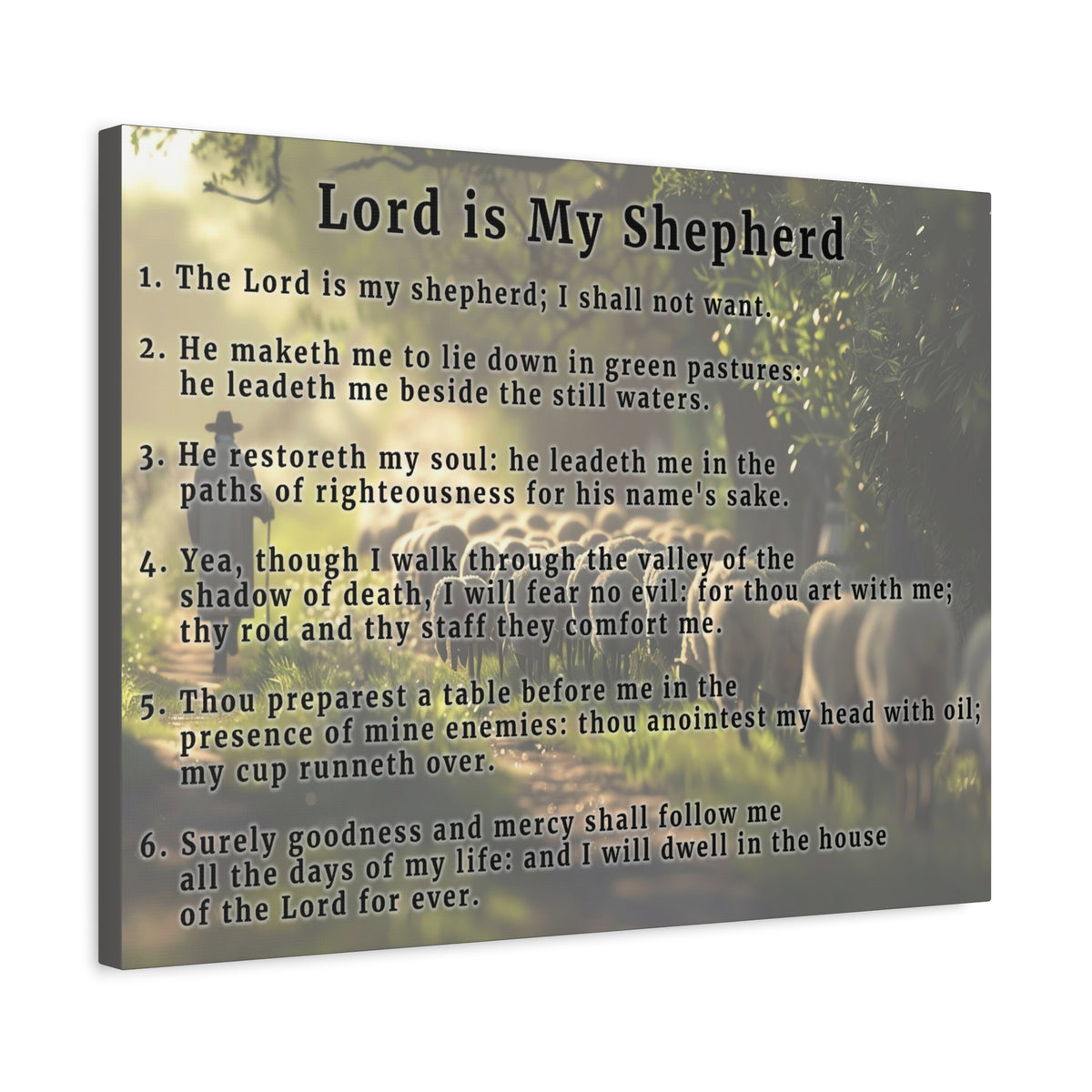 Scripture Walls Lord is My Shepherd Psalm 23 Green Bible Verse Canvas Christian Wall Art Ready to Hang Unframed-Express Your Love Gifts