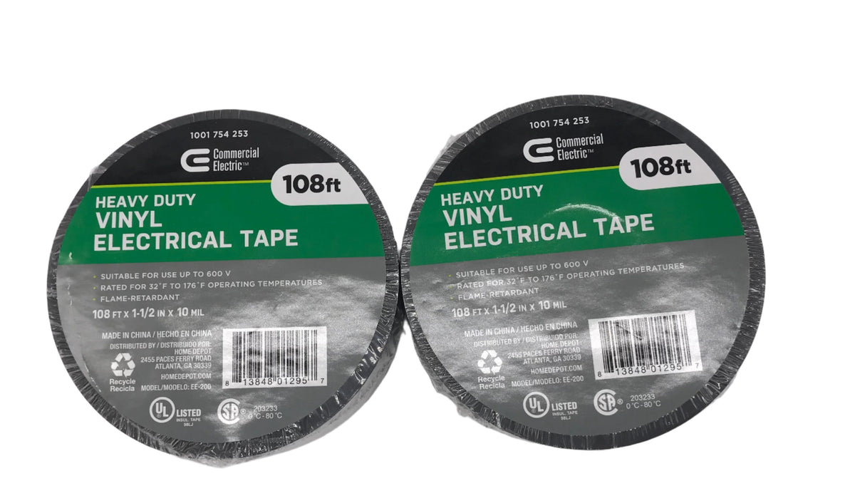 1.5" x 108' Heavy Duty Electrical Tape, 4-Pack – Black, Flame Retardant-Express Your Love Gifts
